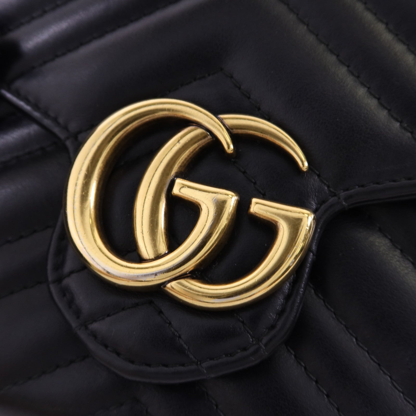 GUCCI 牛皮皮革GG Marmont金扣鏈帶肩背袋
