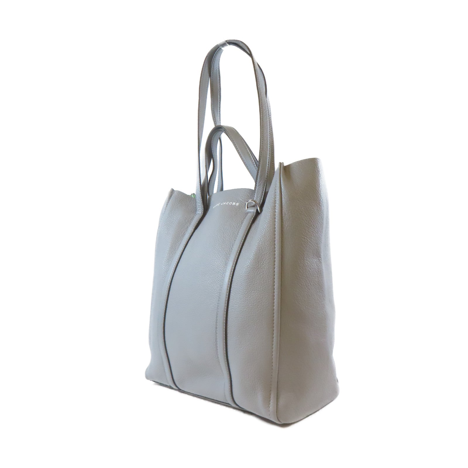 MARC JACOBS 牛皮皮革Tote Bag銀扣手挽肩背兩用袋灰色