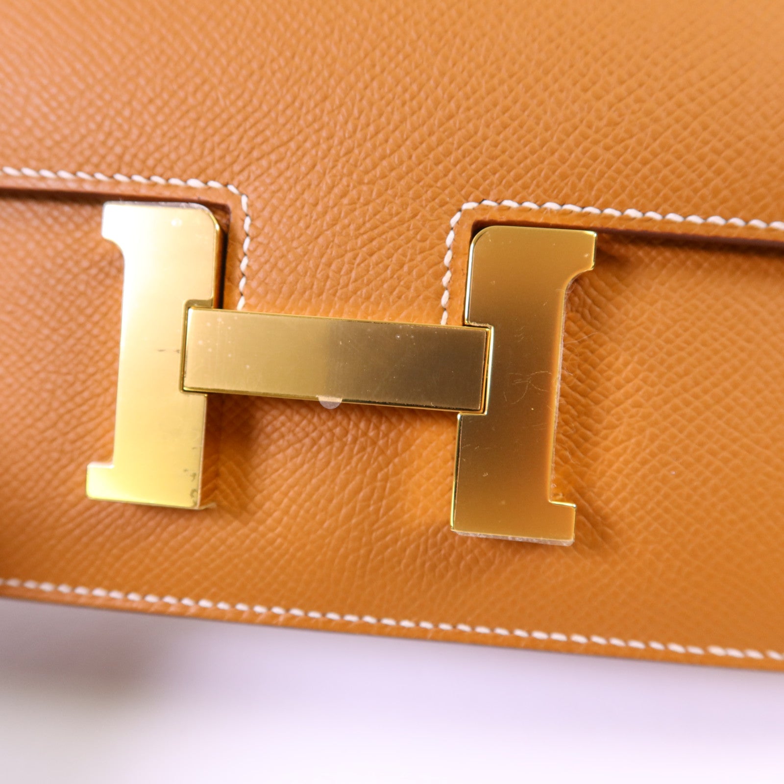 HERMES Epsom皮革Constance Elan金扣肩背袋Gold