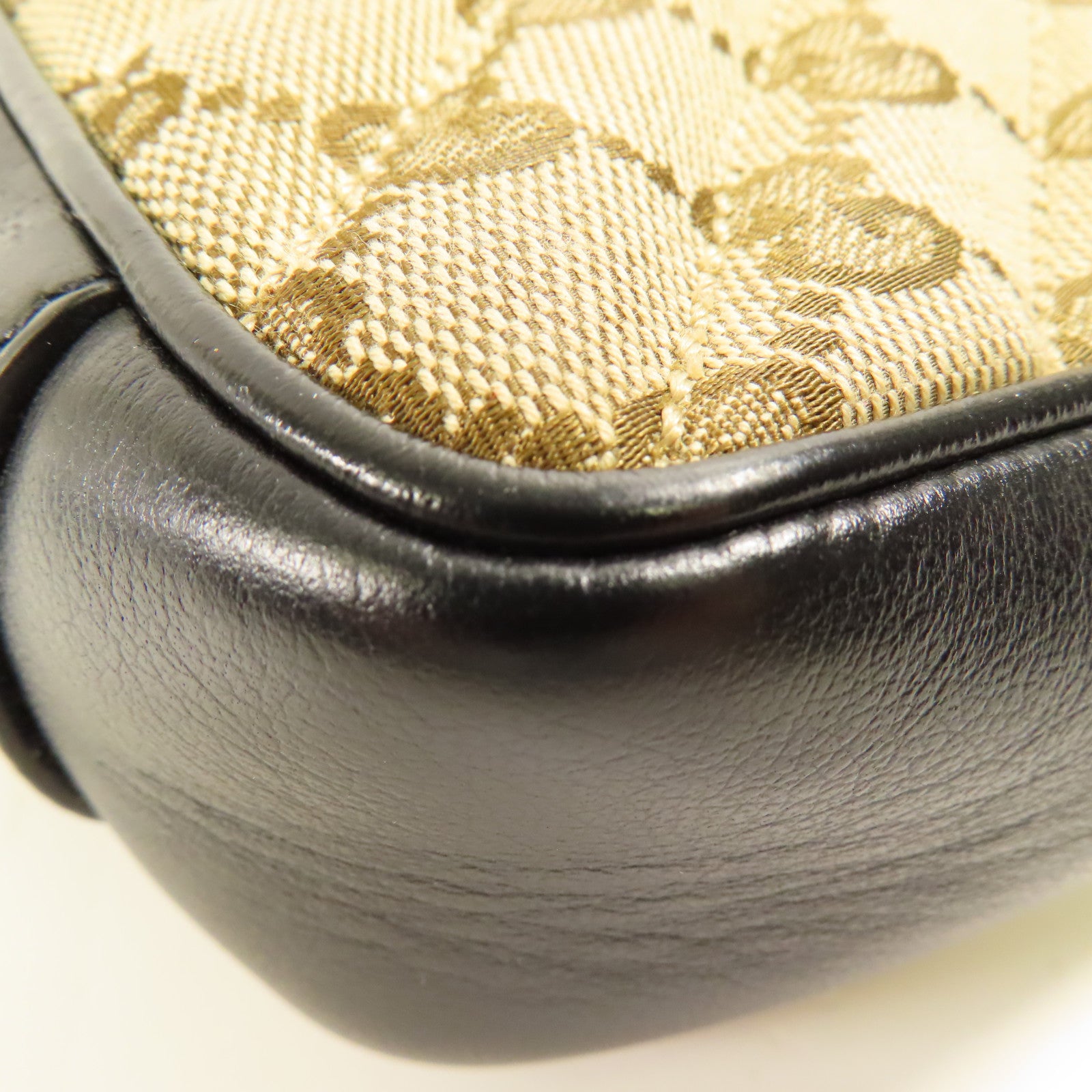 GUCCI GHW GG Marmont Chain Shoulder Bag 446744 Canvas Brown Black