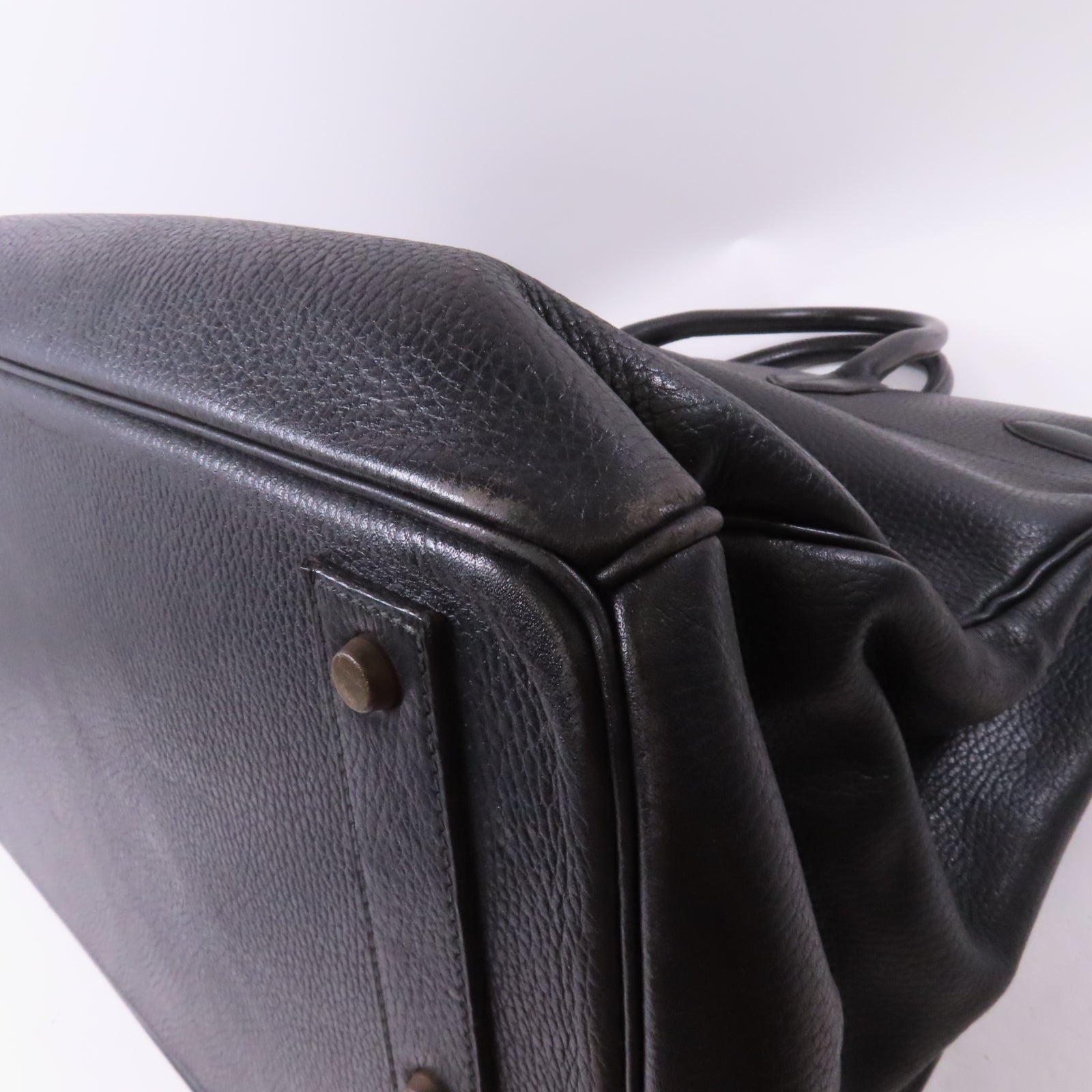 HERMES Ardennes皮革Haut A Courroie金扣手挽袋Noir/黑色