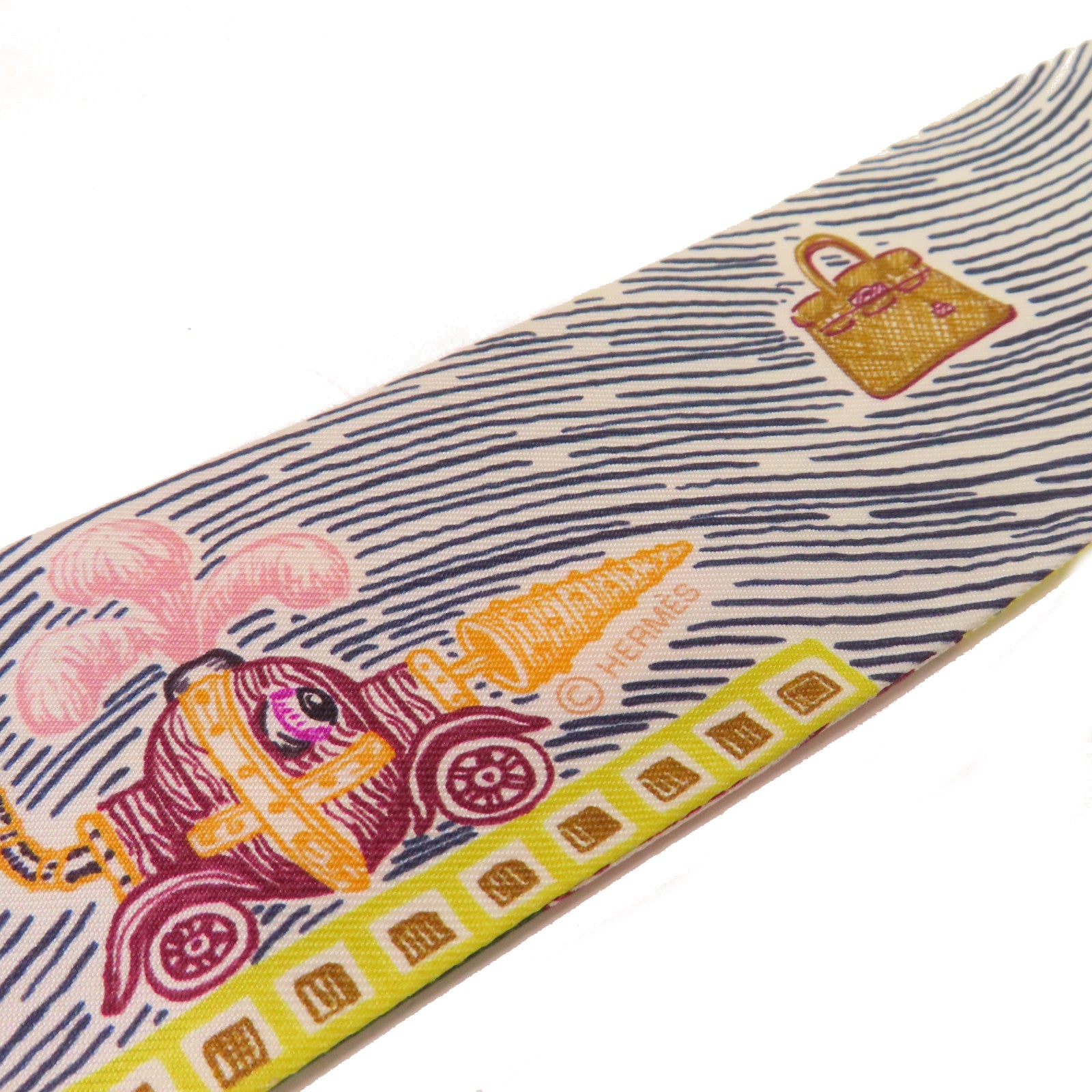 HERMES 【激減優惠】絲質Twilly絲巾黑色/紫色/彩色
