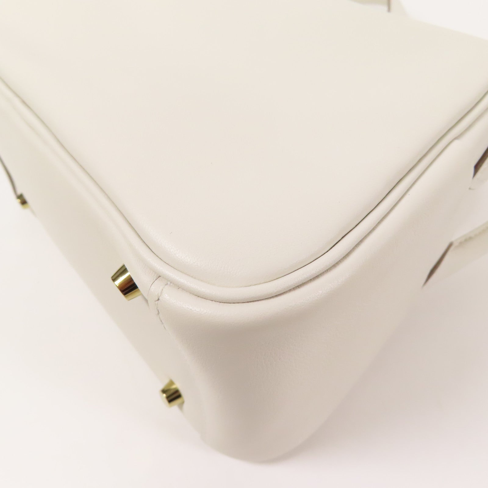 HERMES Swift皮革Mini Lindy金扣手挽肩背兩用袋White/Gris Meyer