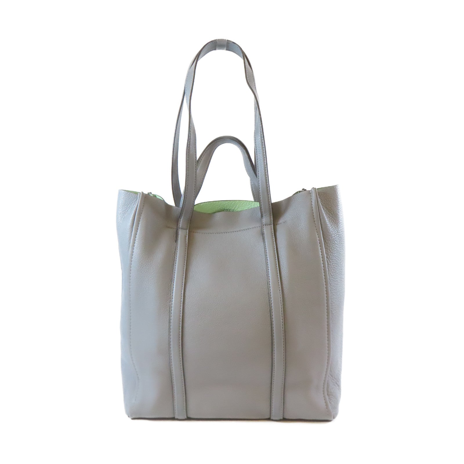 MARC JACOBS 牛皮皮革Tote Bag銀扣手挽肩背兩用袋灰色