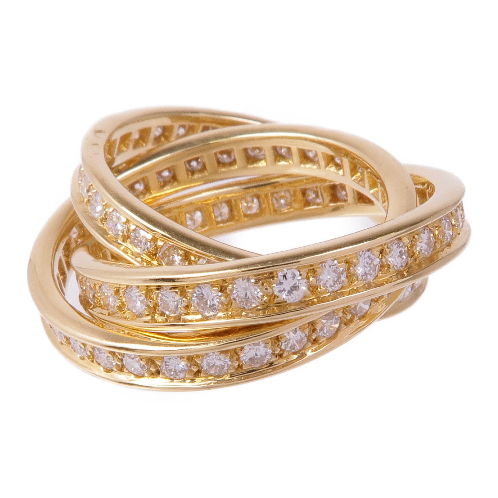 CARTIER 【激減優惠】18K黃金Trinity Ring 3 Diamond鑽石戒指Cartier#53/US#6