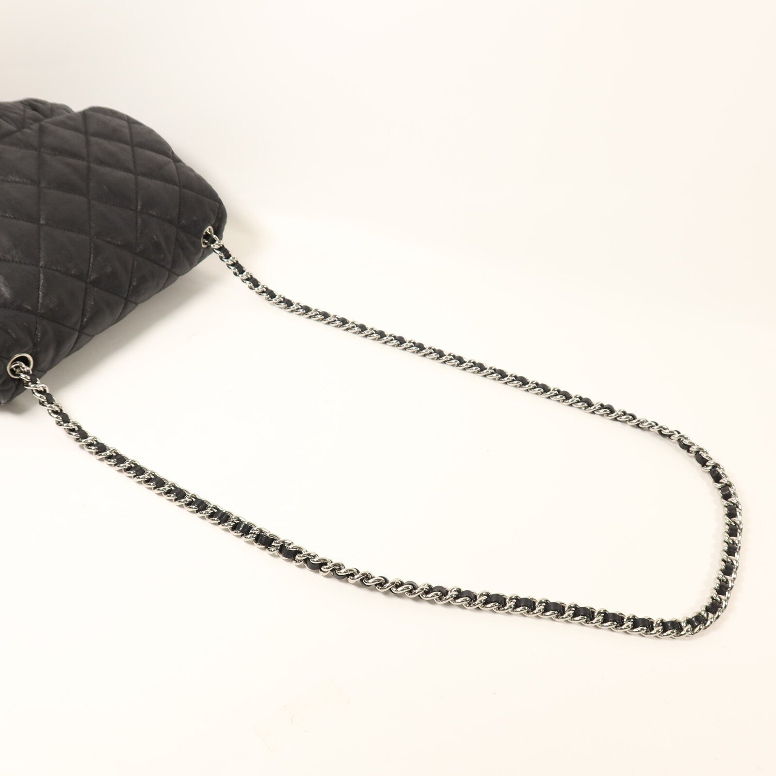 CHANEL 牛皮皮革Chain Shoulder銀扣鏈帶肩背袋