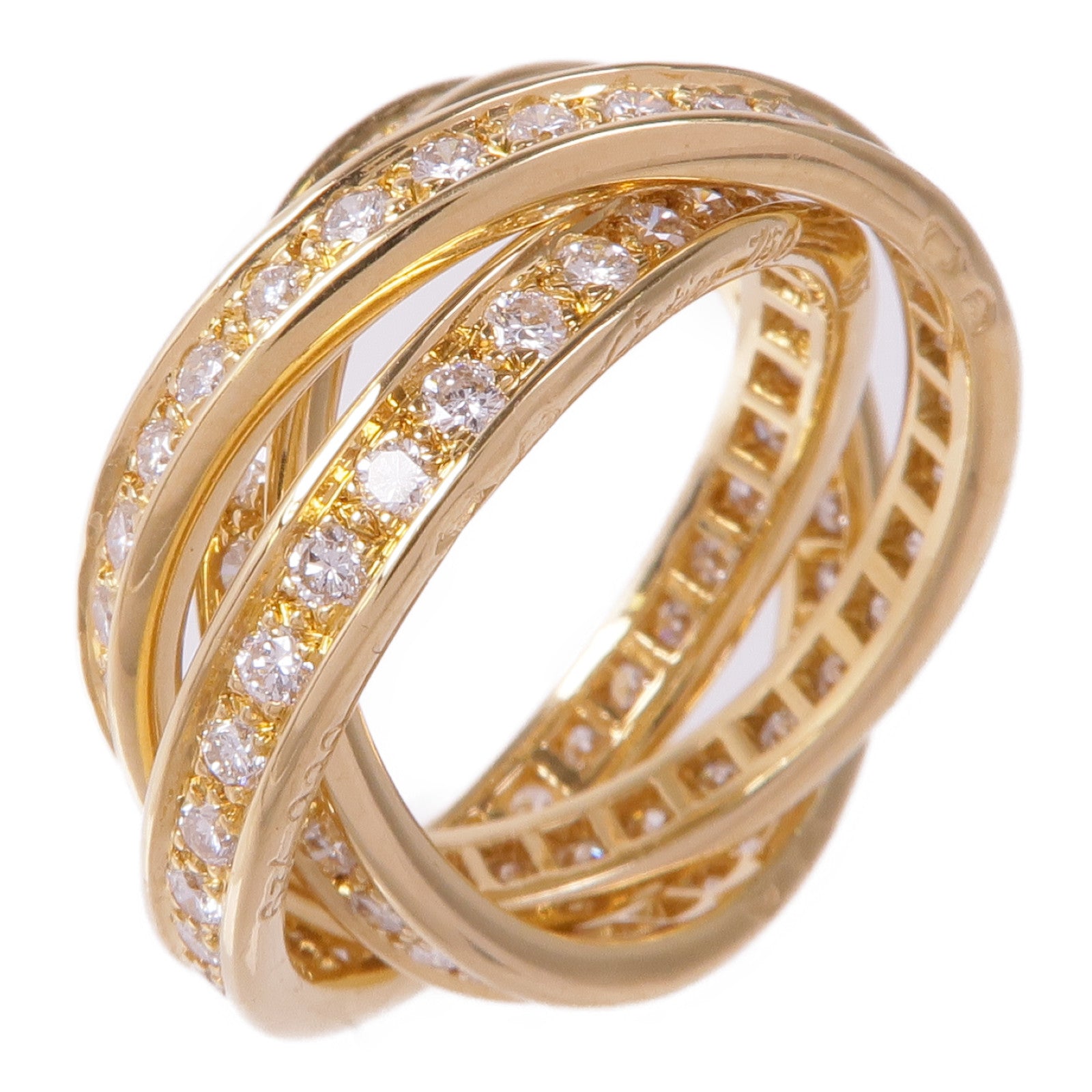 CARTIER 【激減優惠】18K黃金Trinity Ring 3 Diamond鑽石戒指Cartier#53/US#6