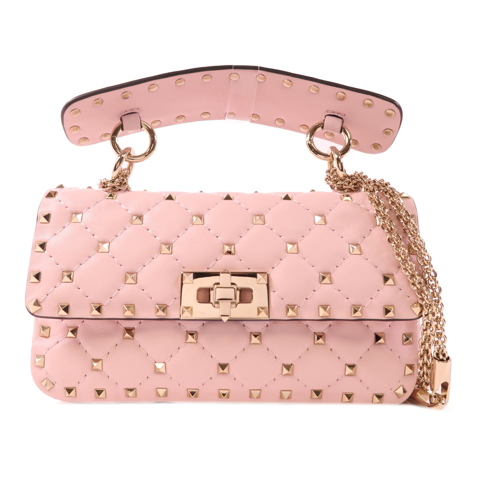 Valentino 皮革Rockstud Spike金扣手挽肩背兩用袋