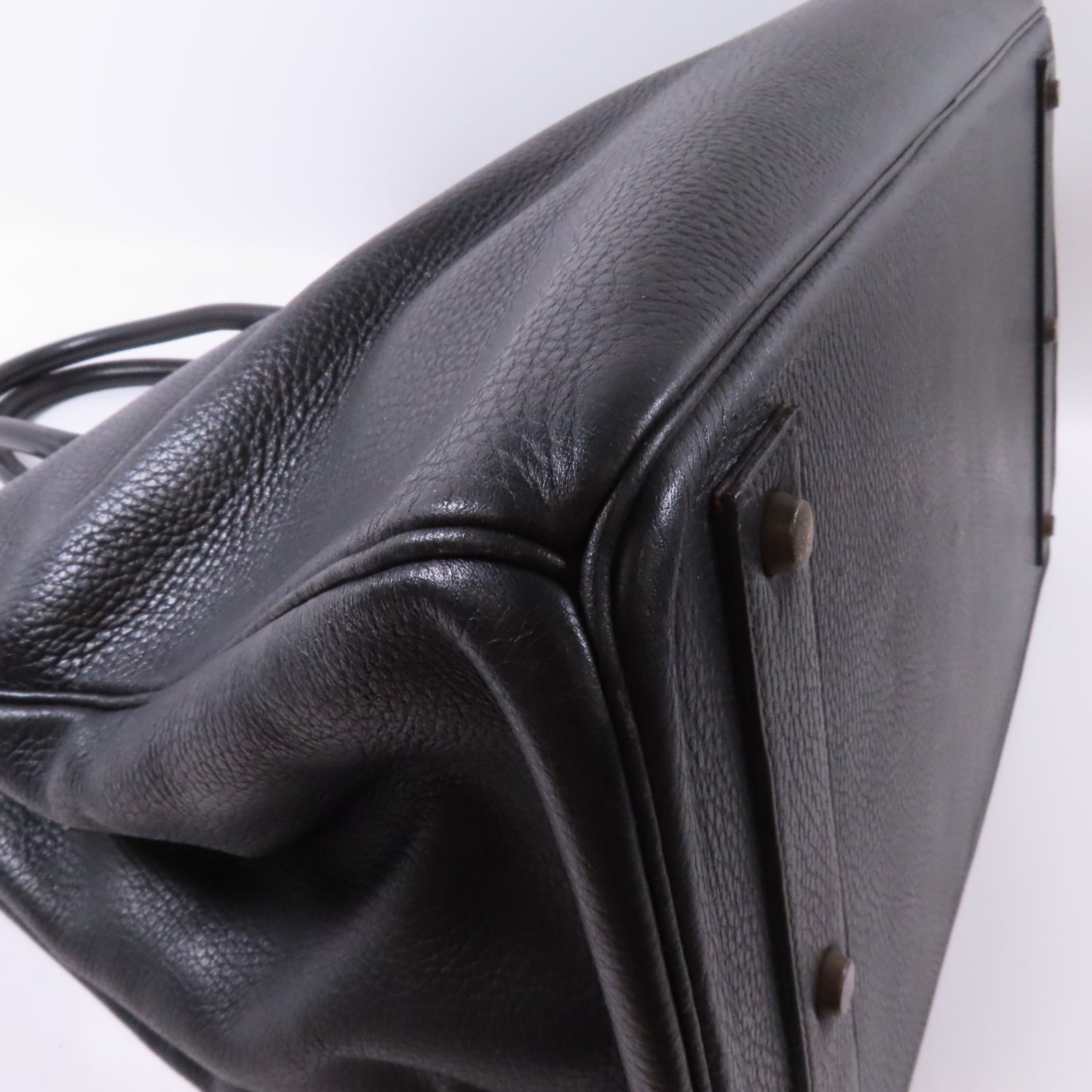 HERMES Ardennes皮革Haut A Courroie金扣手挽袋Noir/黑色