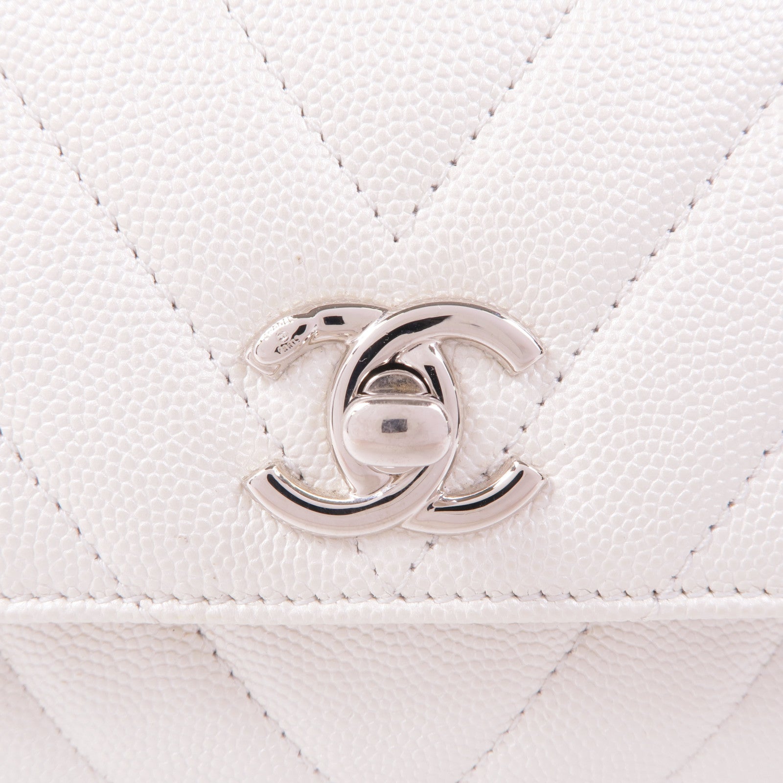 CHANEL 牛皮皮革Coco Handle銀扣鏈帶手挽肩背兩用袋