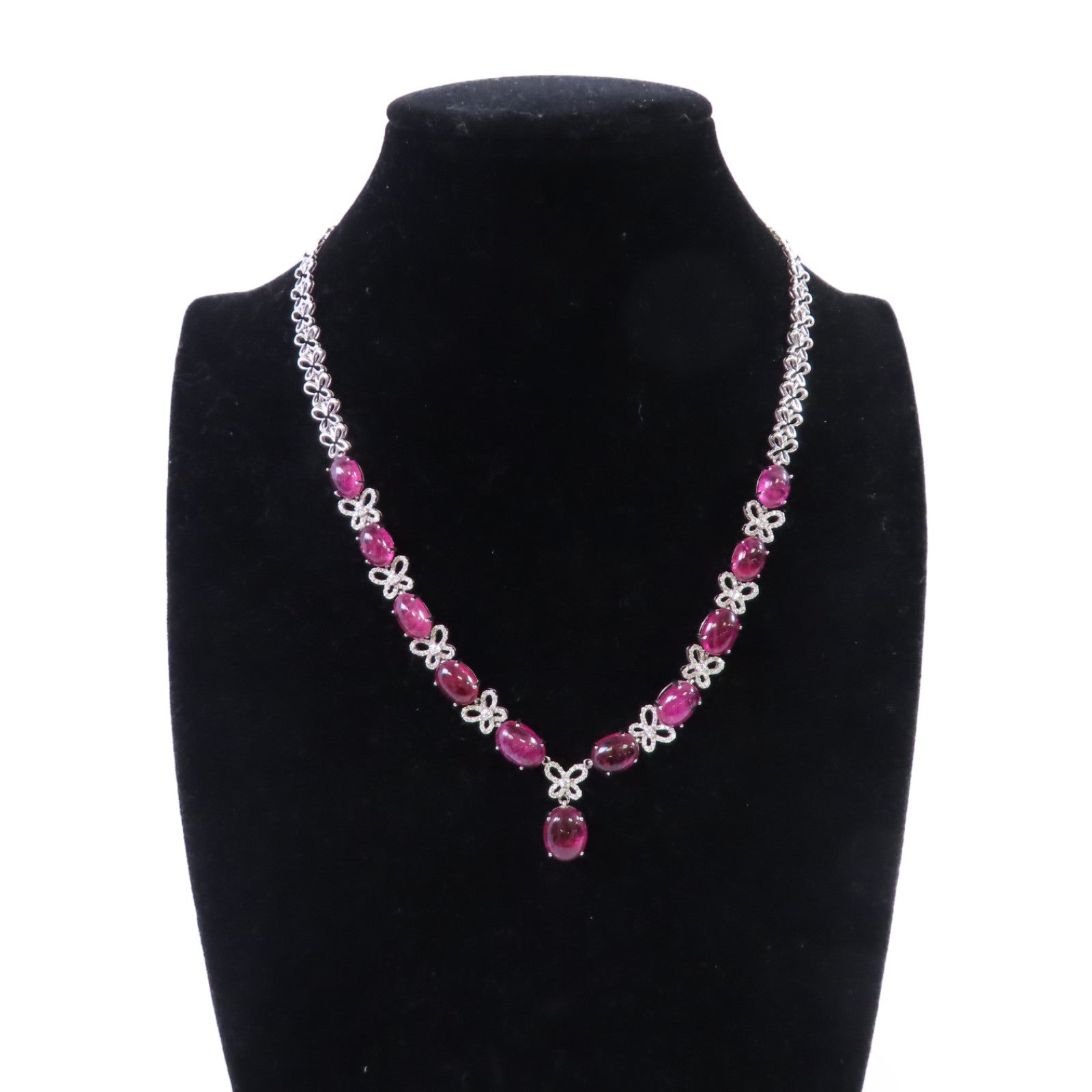 Jewelry SHW Tourmaline Diamond Necklace 18K White Gold