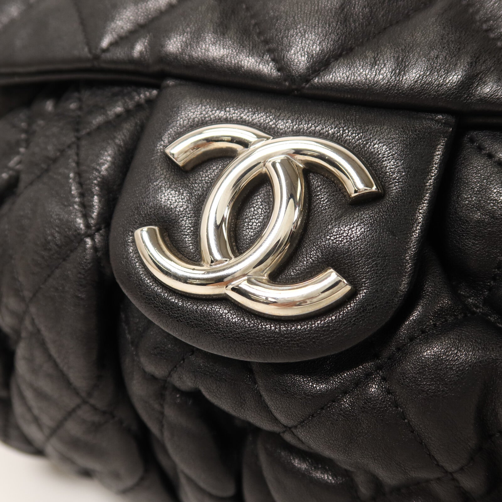 CHANEL 牛皮皮革Chain Shoulder銀扣鏈帶肩背袋