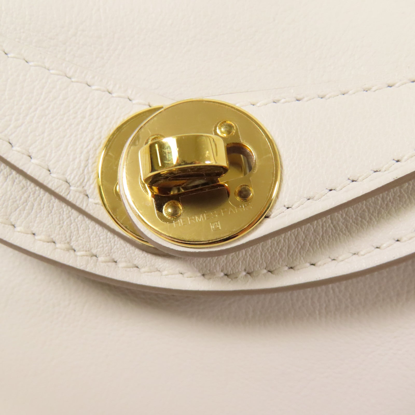 HERMES Swift皮革Mini Lindy金扣手挽肩背兩用袋White/Gris Meyer