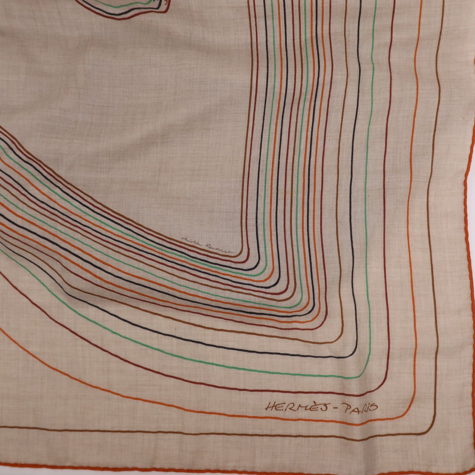 HERMES 羊絨/絲質Scarf 140X140絲巾Multicolor