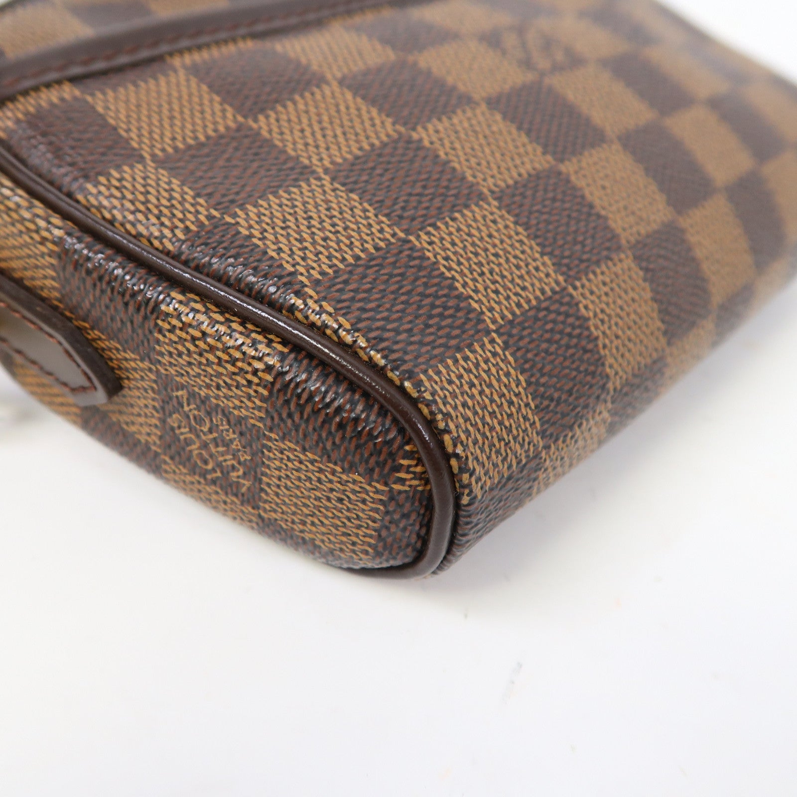LOUIS VUITTON Damier Pochette Ipanema金扣手挽袋啡色