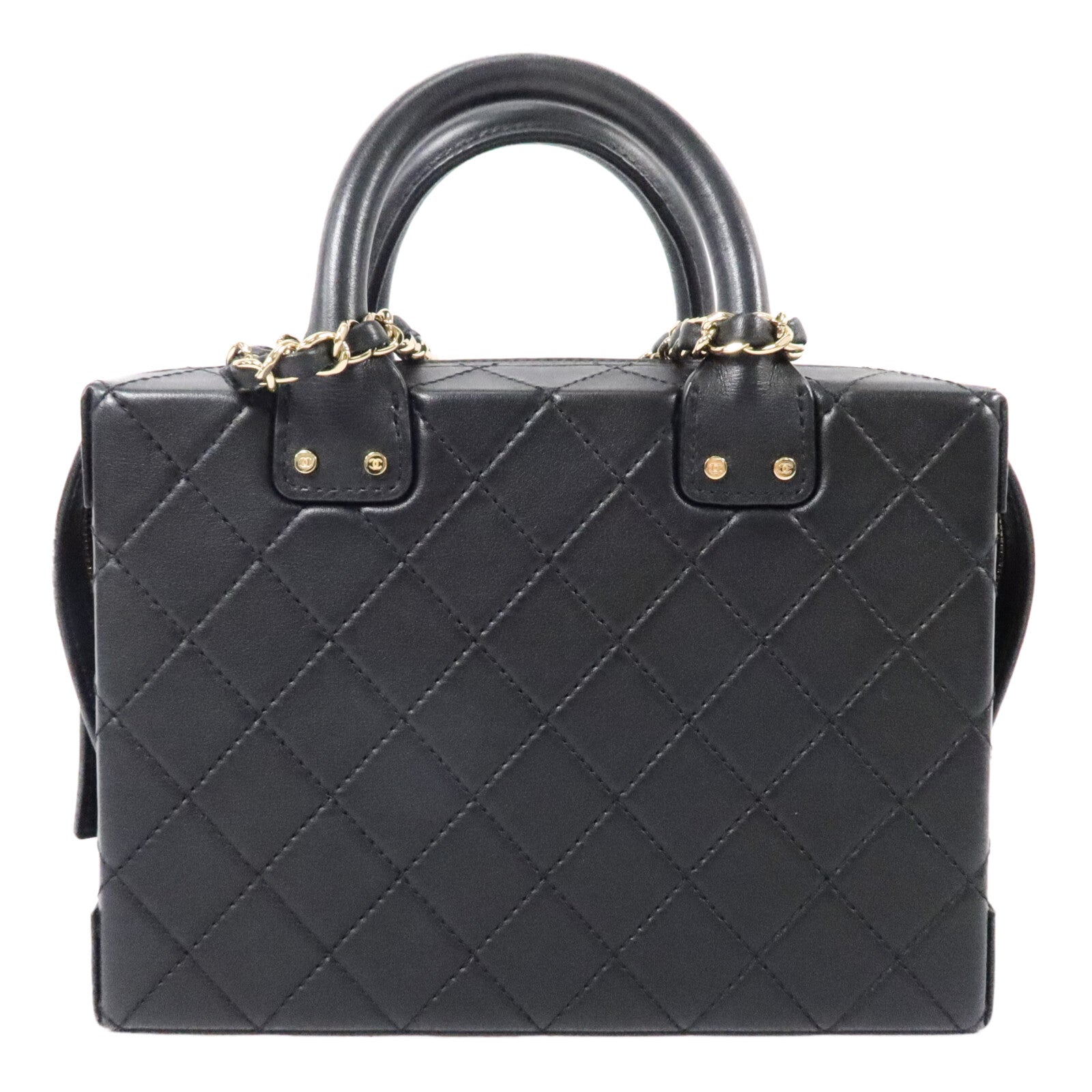 CHANEL 牛皮皮革Vanity Case鏈帶肩背袋