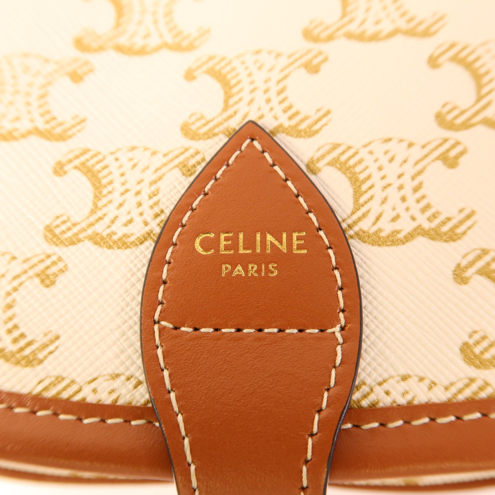 CELINE 【激減優惠】塗層帆布Medium Folco In Triomphe金扣肩背袋