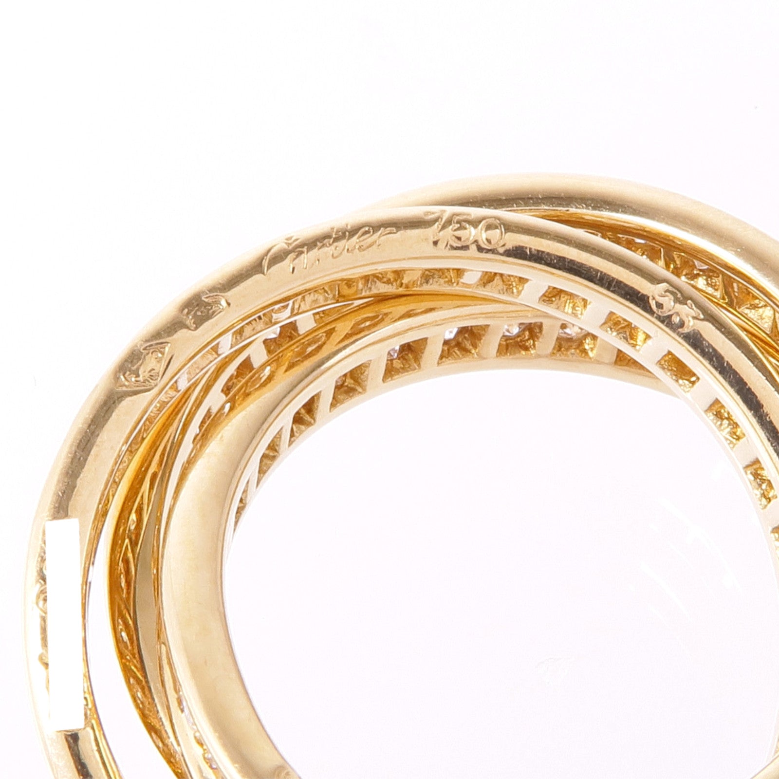 CARTIER 【激減優惠】18K黃金Trinity Ring 3 Diamond鑽石戒指Cartier#53/US#6