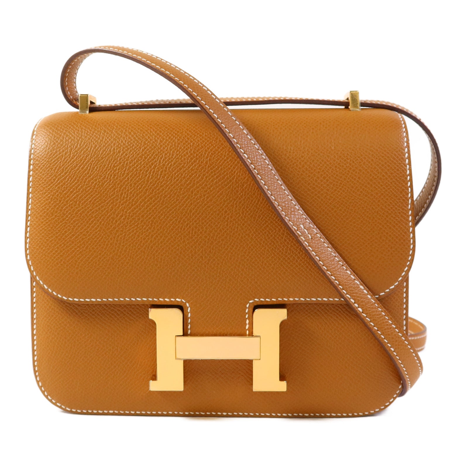 HERMES Epsom皮革Constance Mini金扣肩背袋Gold
