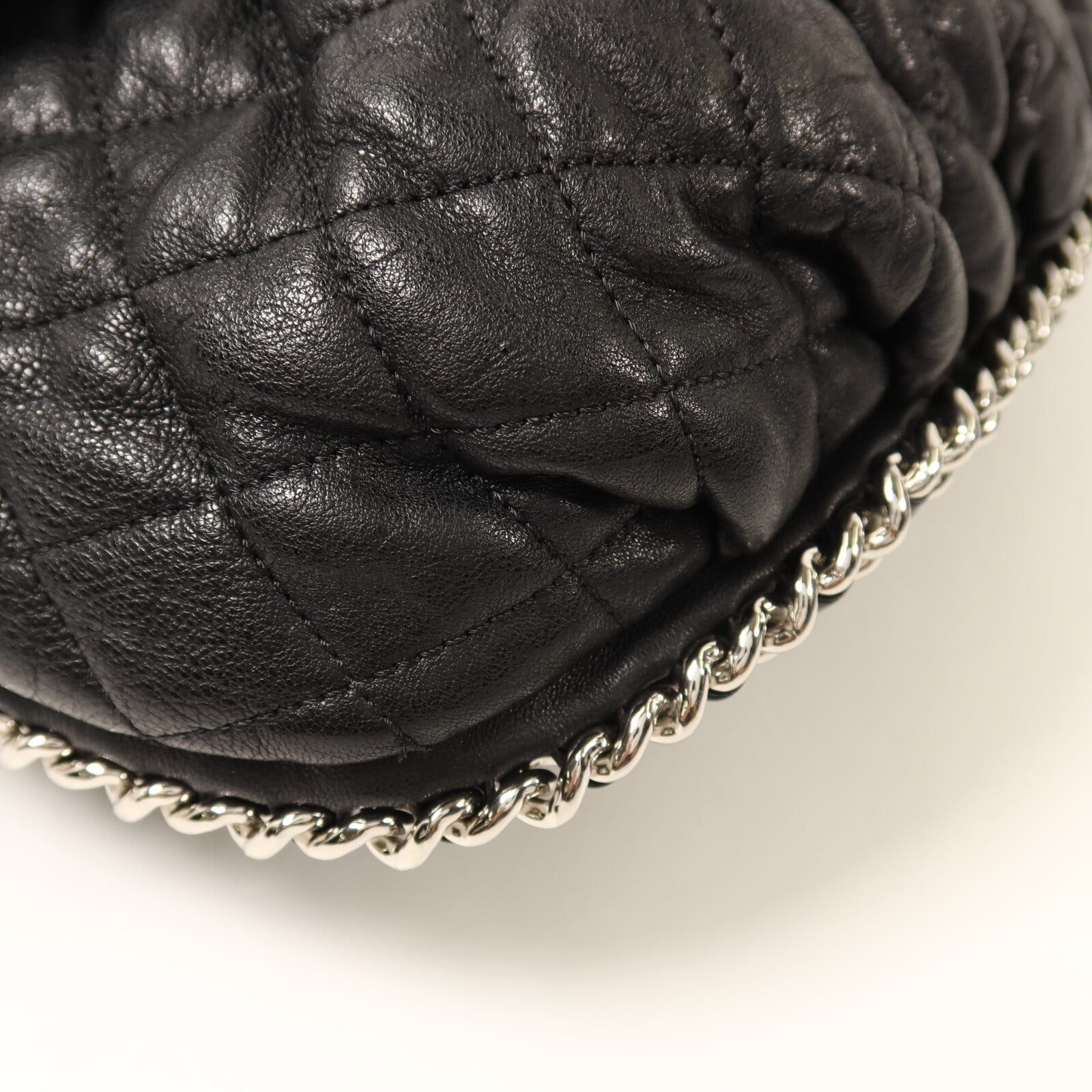 CHANEL 牛皮皮革Chain Shoulder銀扣鏈帶肩背袋