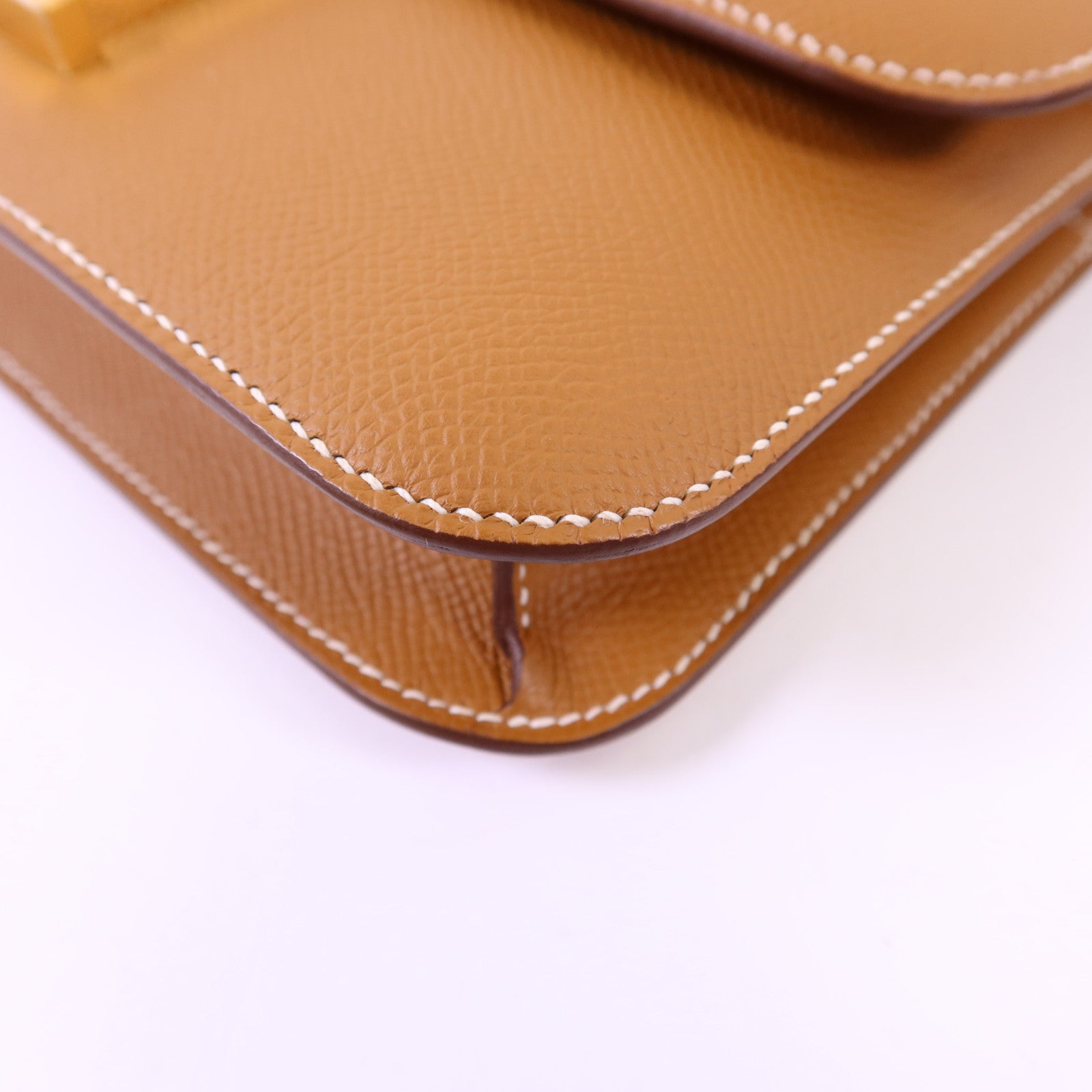 HERMES Epsom皮革Constance Elan金扣肩背袋Gold