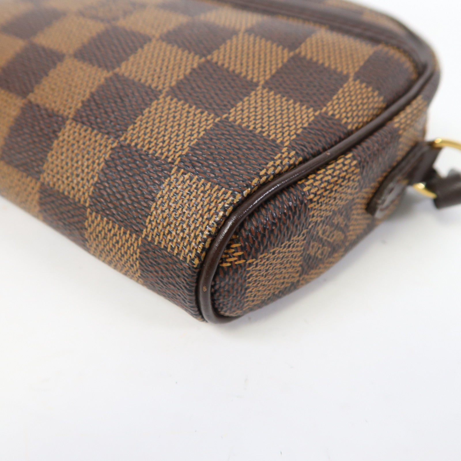 LOUIS VUITTON Damier Pochette Ipanema金扣手挽袋啡色