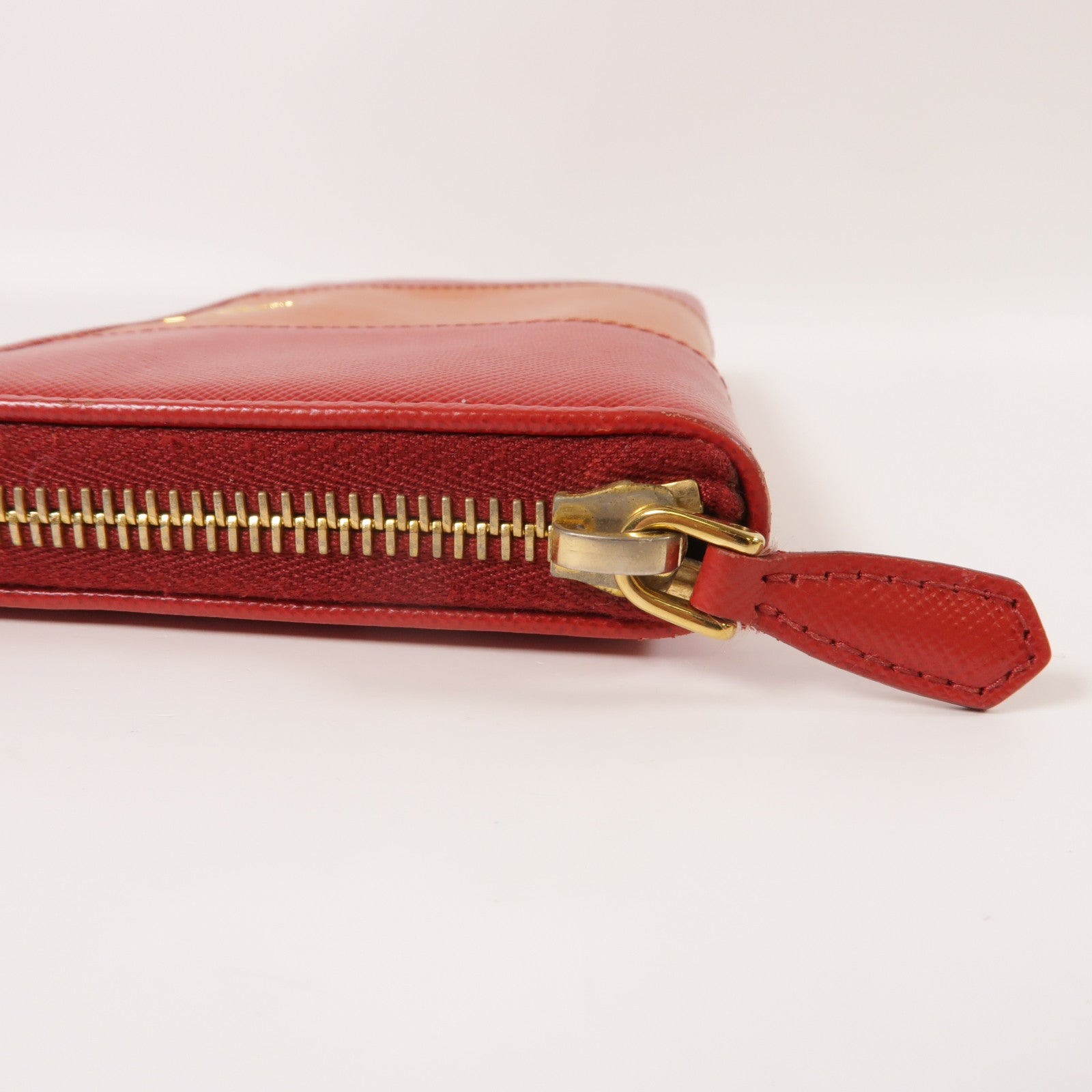 PRADA 【激減優惠】Saffiano皮革Long Wallet金扣長錢包橙色