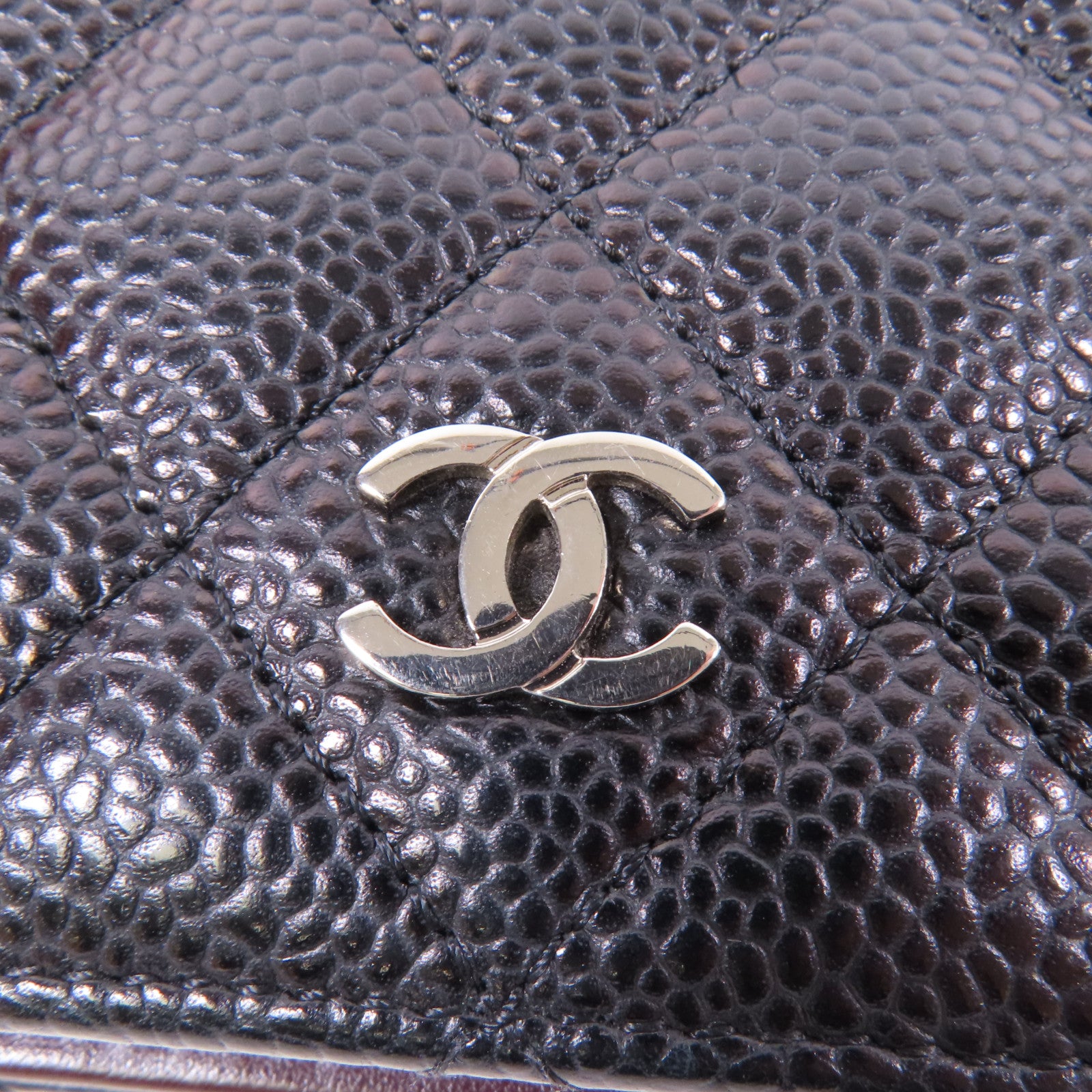CHANEL 牛皮皮革Long Wallet銀扣長錢包
