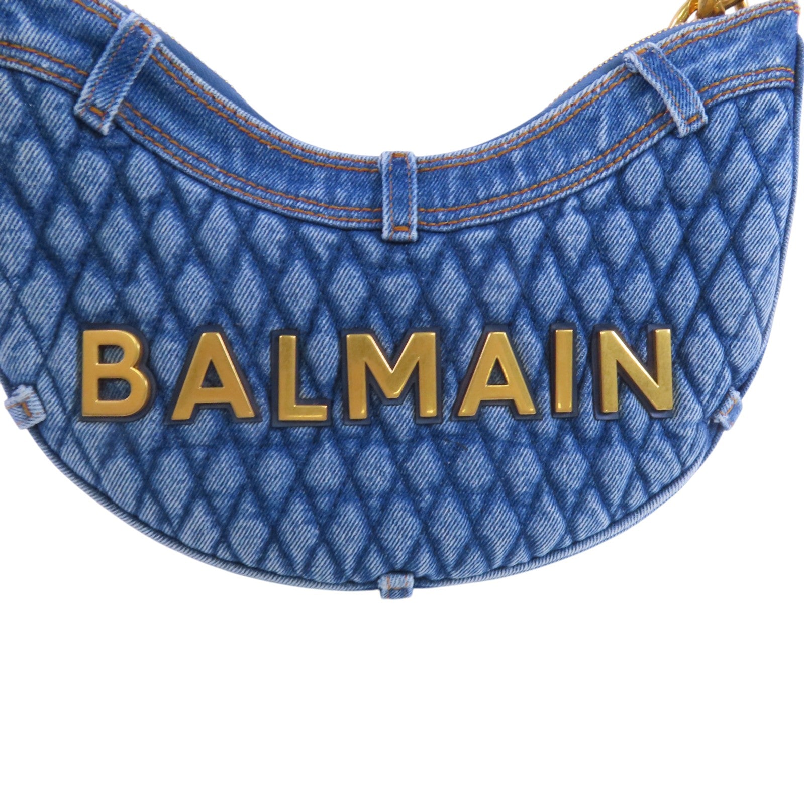 BALMAIN 牛仔布1954 Soft Moon金扣手挽肩背兩用袋