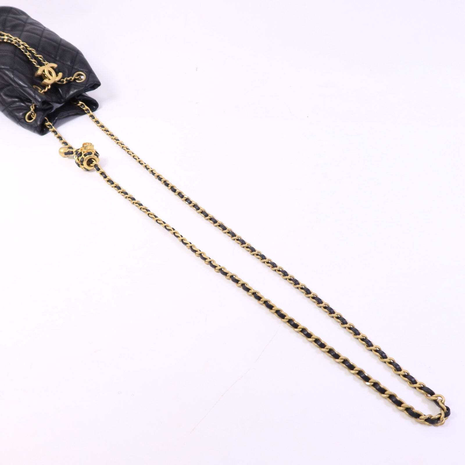 CHANEL 羊皮皮革Bucket Bag鏈帶肩背袋