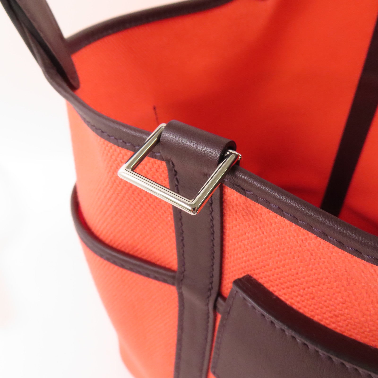 HERMES 帆布Picotin Cargo PM手挽袋Rose Texas