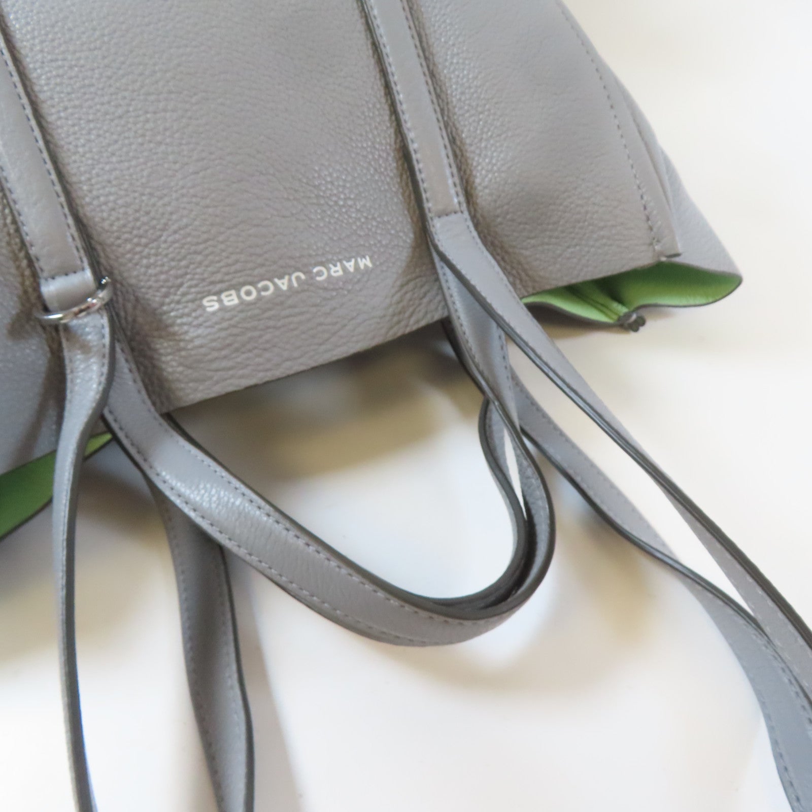 MARC JACOBS 牛皮皮革Tote Bag銀扣手挽肩背兩用袋灰色
