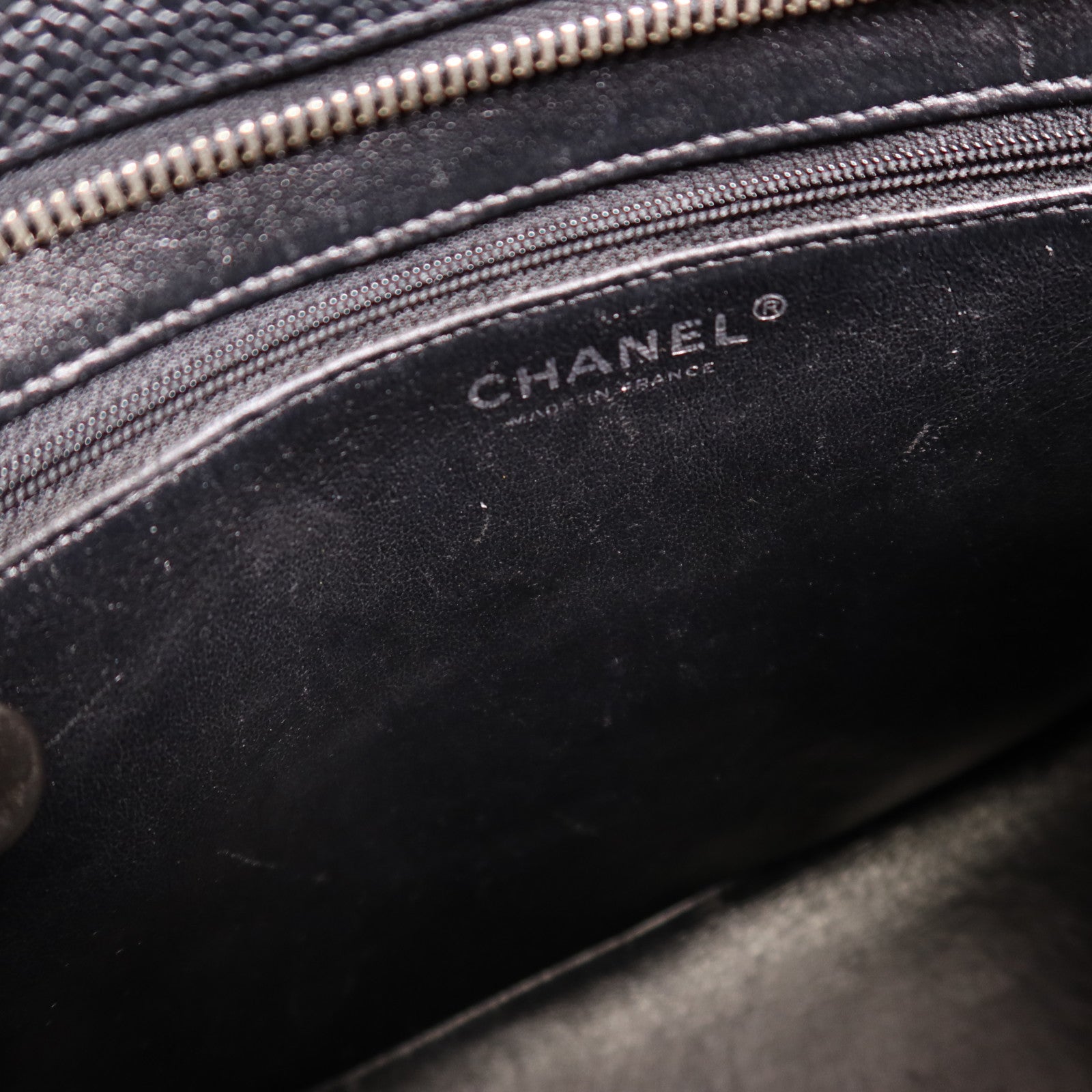 CHANEL 牛皮皮革Shoulder Bag銀扣手挽袋