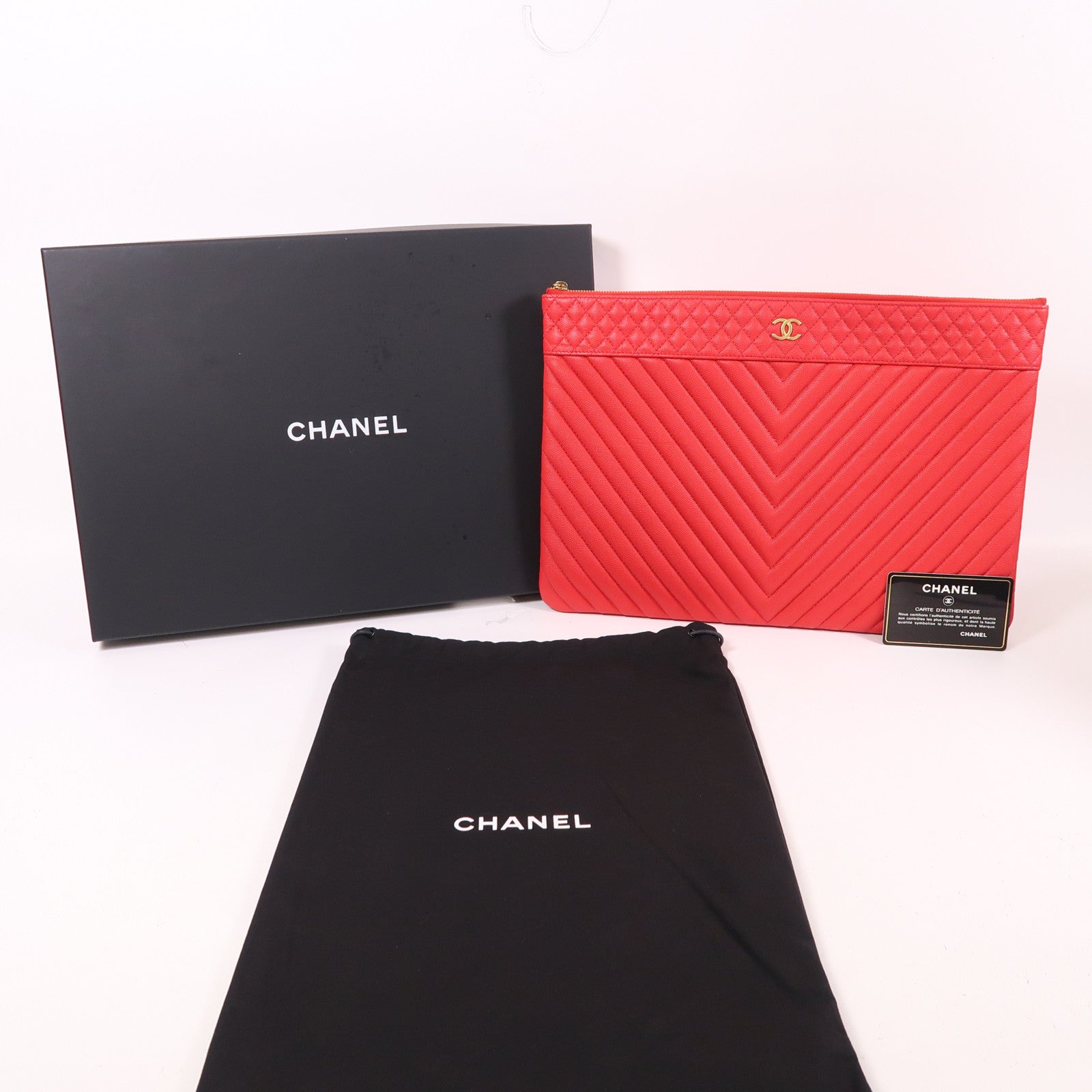 CHANEL 【激減優惠】牛皮皮革Clutch金扣手拿包