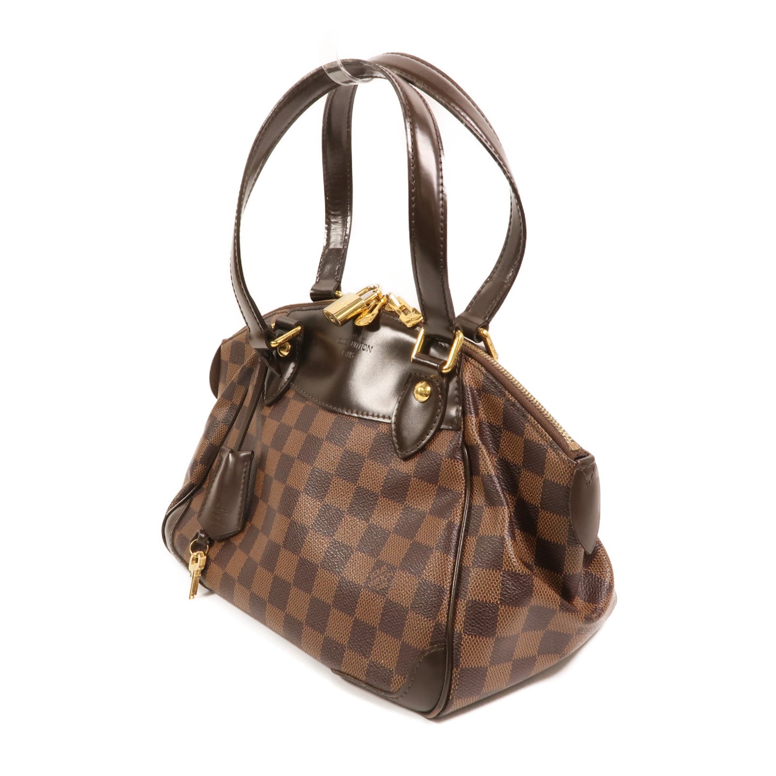 LOUIS VUITTON Damier Verona PM金扣肩背袋棕色