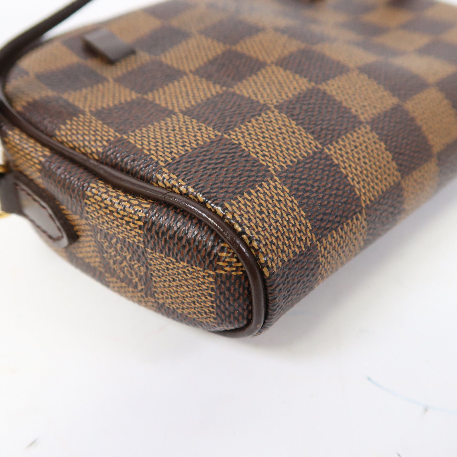 LOUIS VUITTON Damier Pochette Ipanema金扣手挽袋啡色
