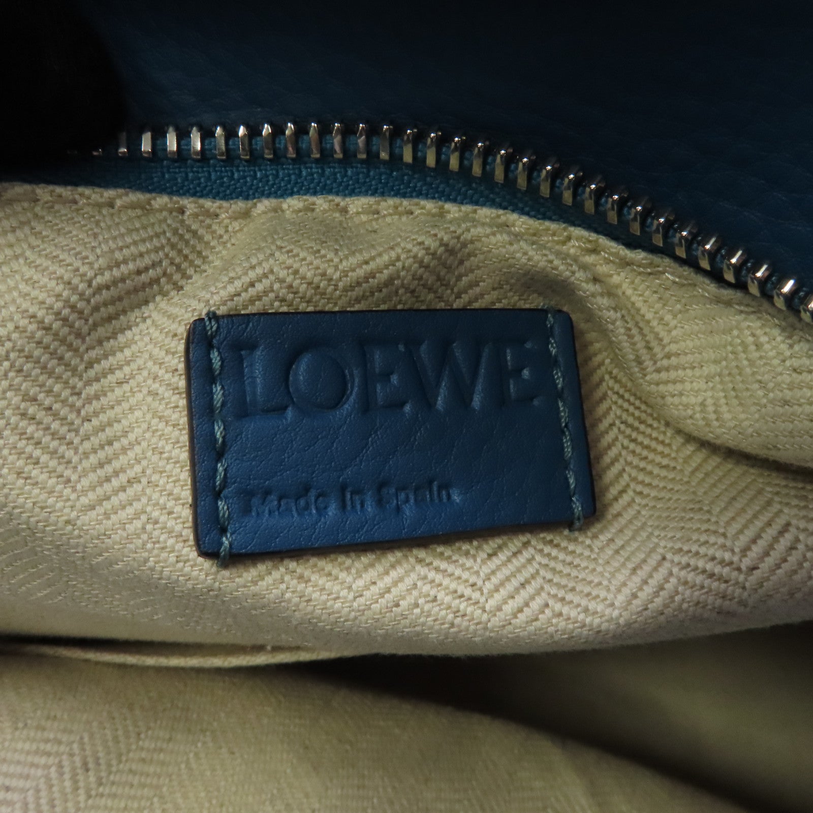 LOEWE 牛皮皮革Puzzle Small銀扣手挽肩背兩用袋藍色/綠色