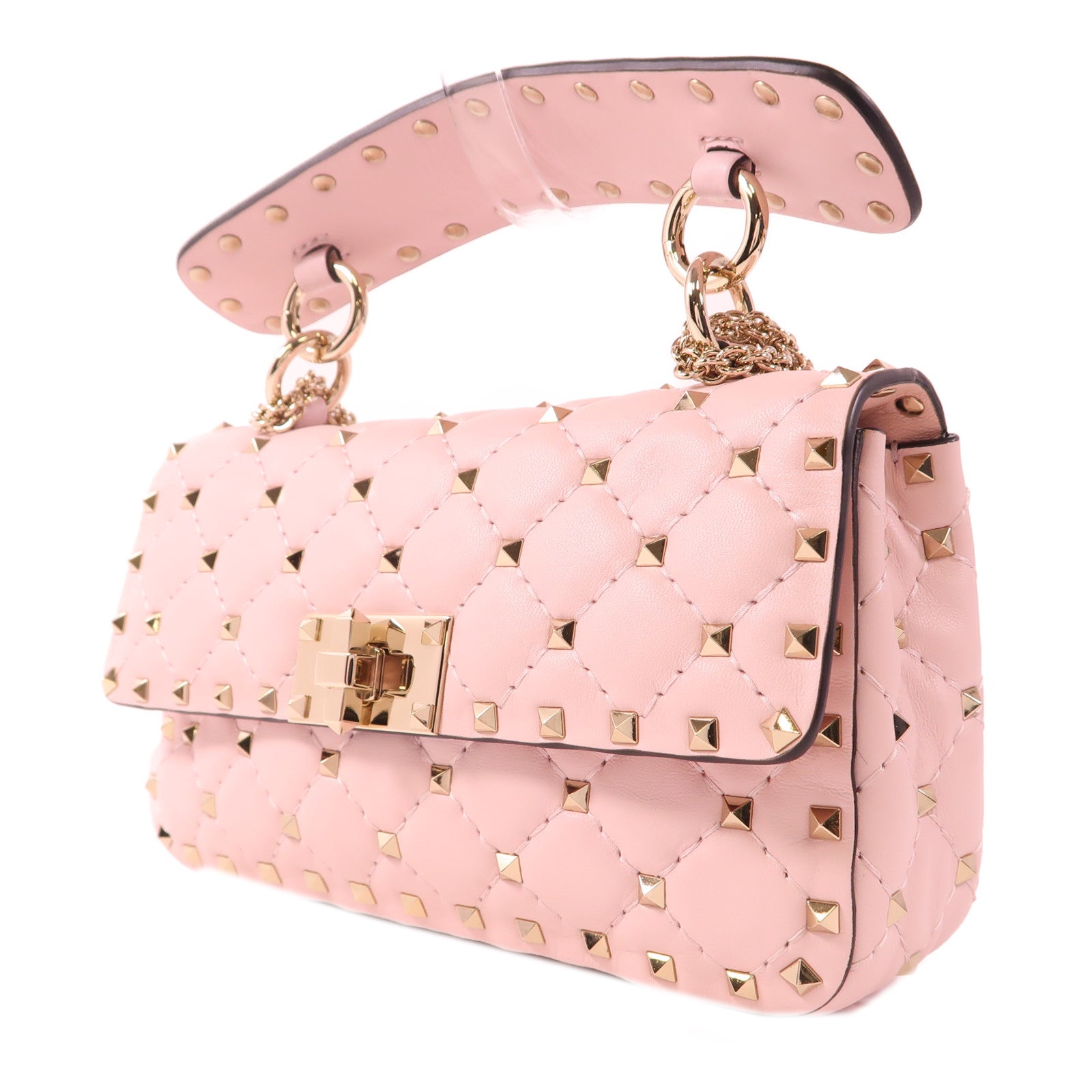 Valentino 皮革Rockstud Spike金扣手挽肩背兩用袋