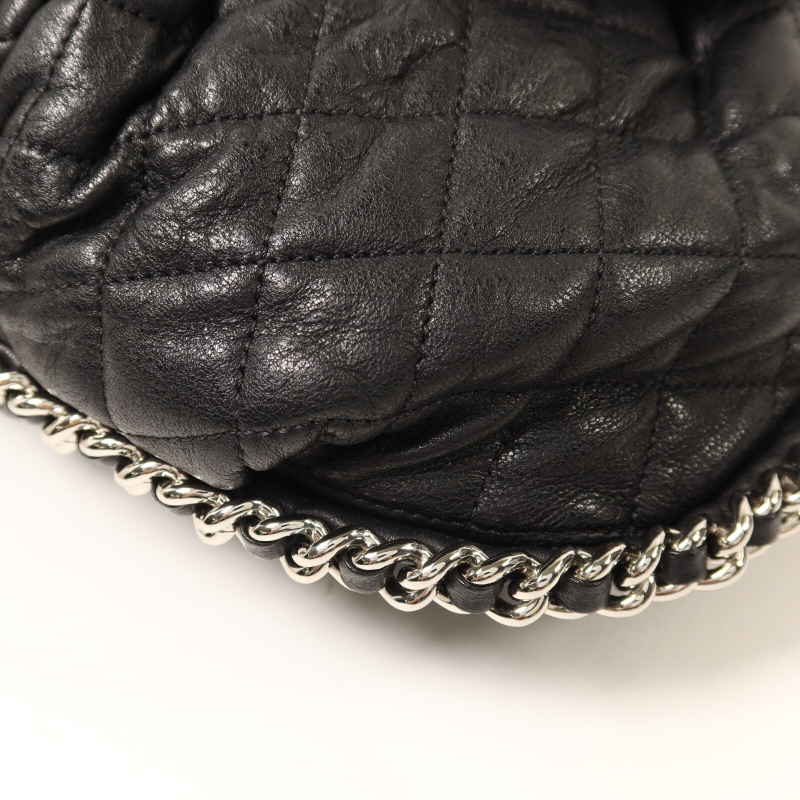 CHANEL 牛皮皮革Chain Shoulder銀扣鏈帶肩背袋