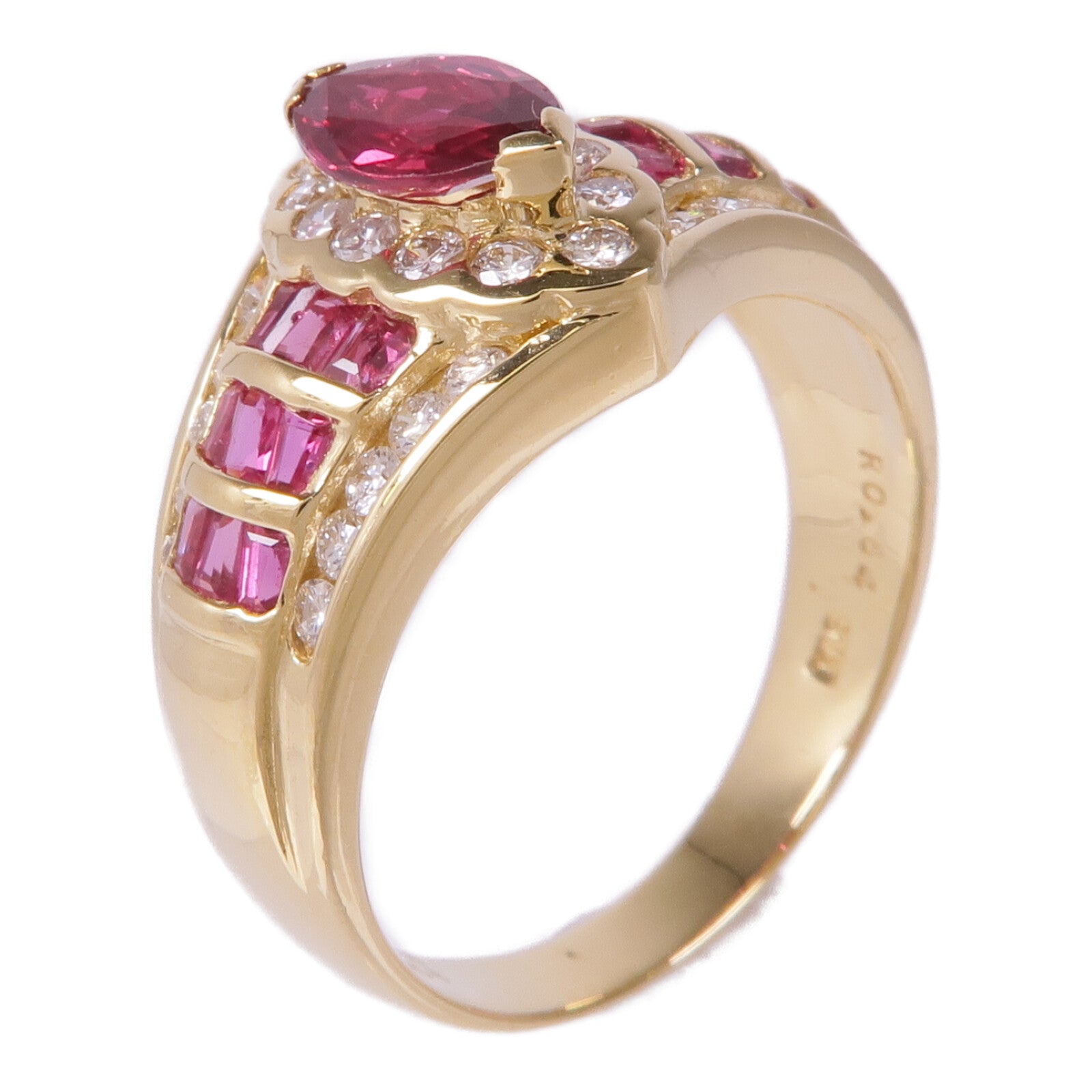 JEWELRY 18K黃金Ruby Diamond Ring紅寶石/鑽石戒指US#6.5