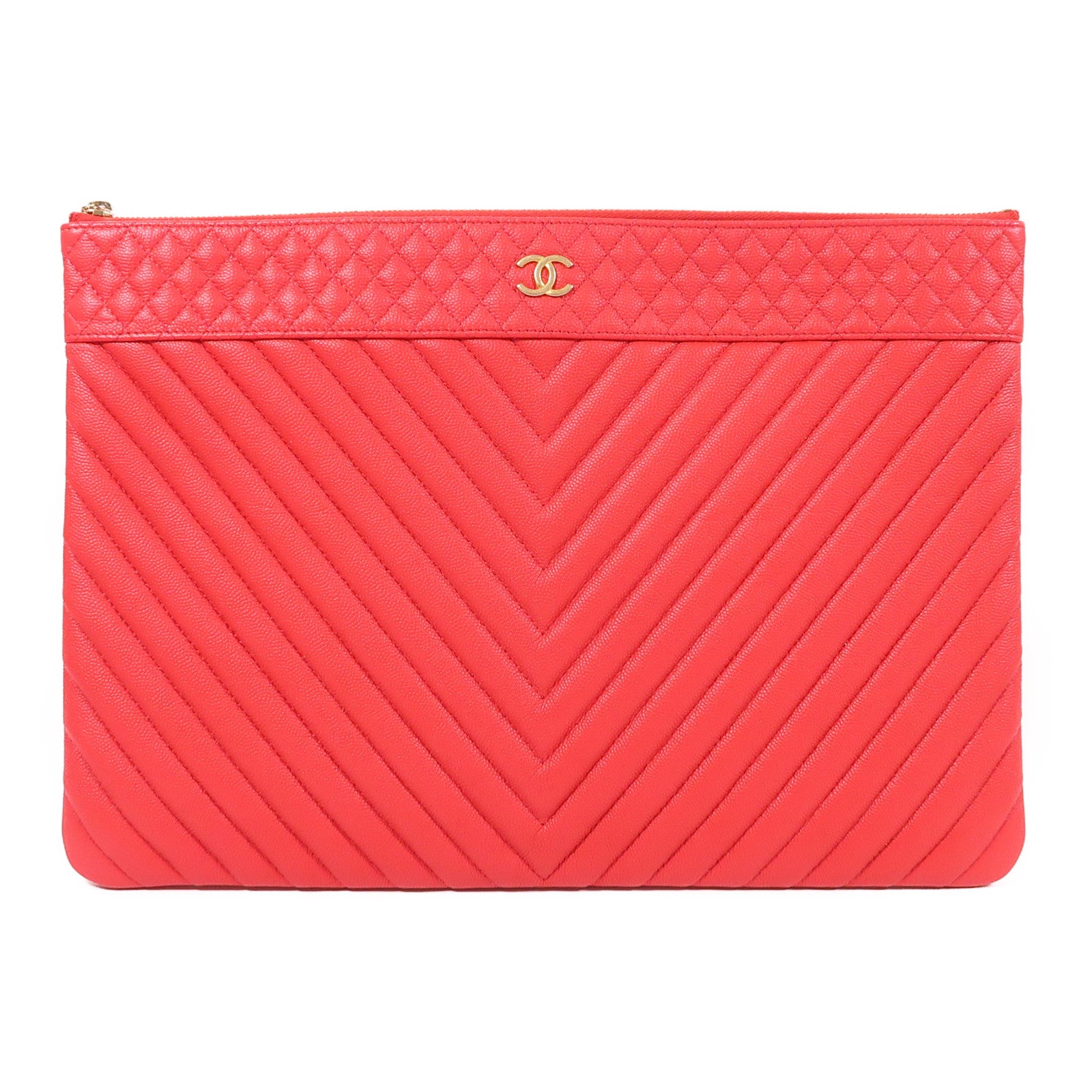 CHANEL 牛皮皮革Clutch金扣手拿包