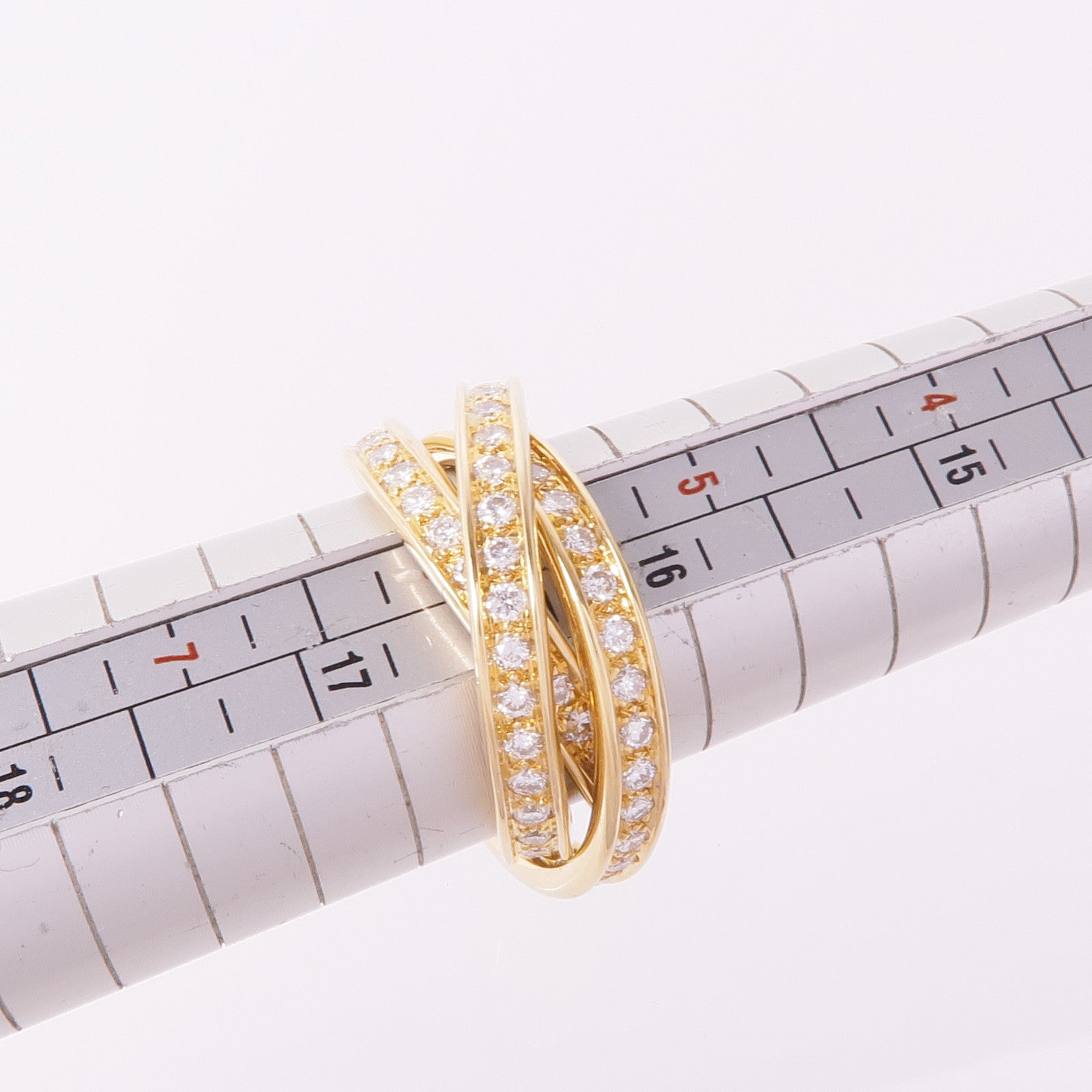 CARTIER 【激減優惠】18K黃金Trinity Ring 3 Diamond鑽石戒指Cartier#53/US#6