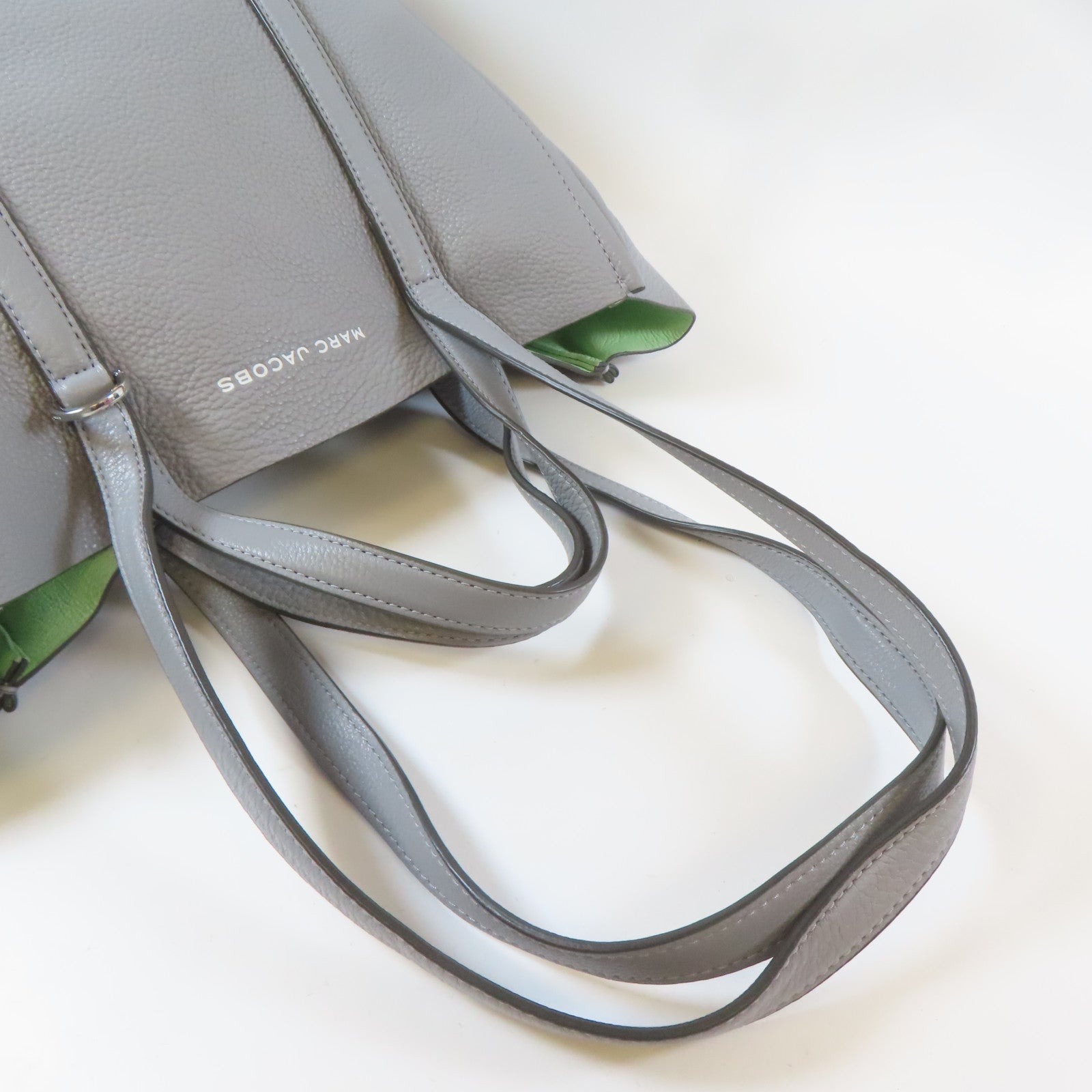 MARC JACOBS 牛皮皮革Tote Bag銀扣手挽肩背兩用袋灰色