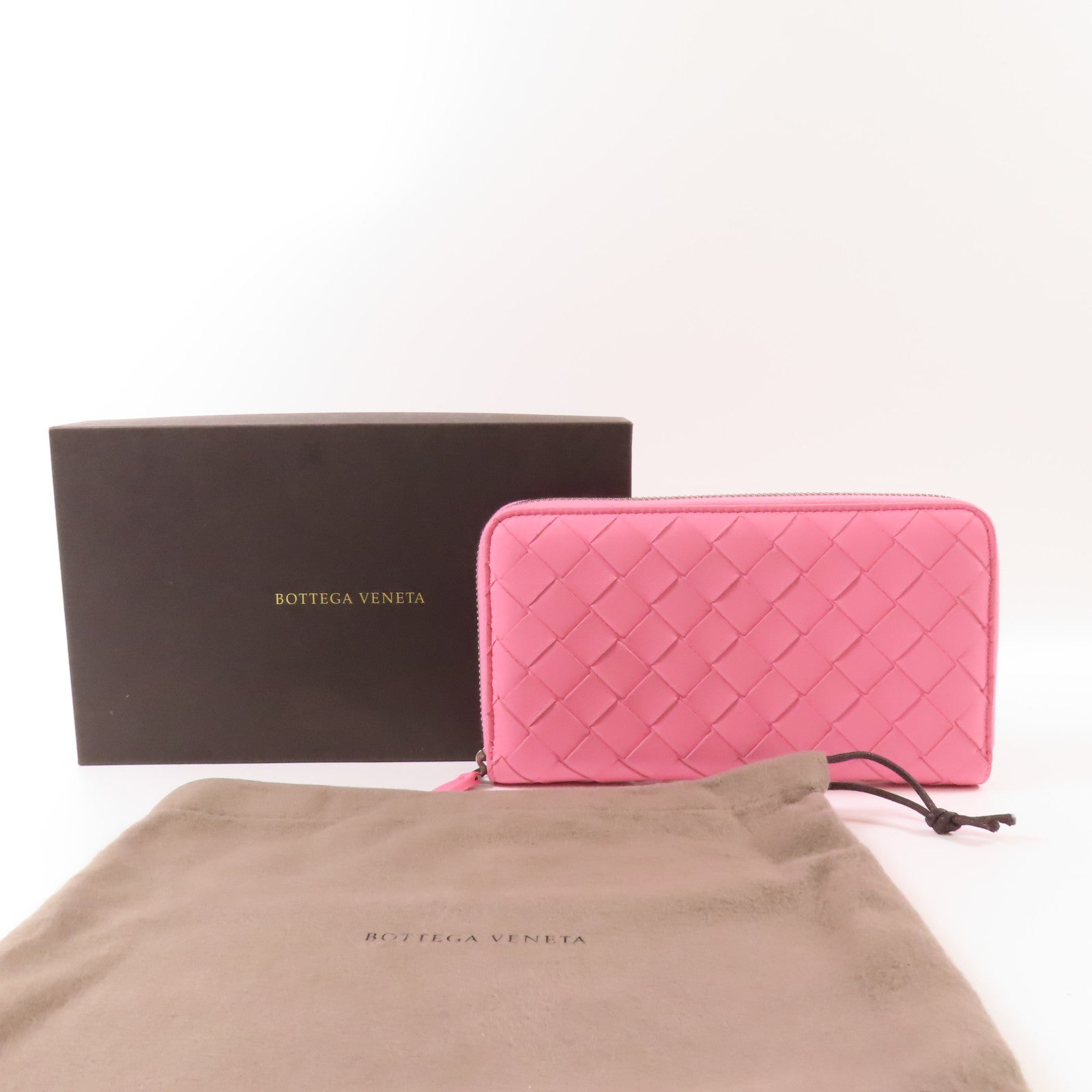 BOTTEGA VENETA 【激減優惠】牛皮皮革Long Round Wallet銀扣長錢包