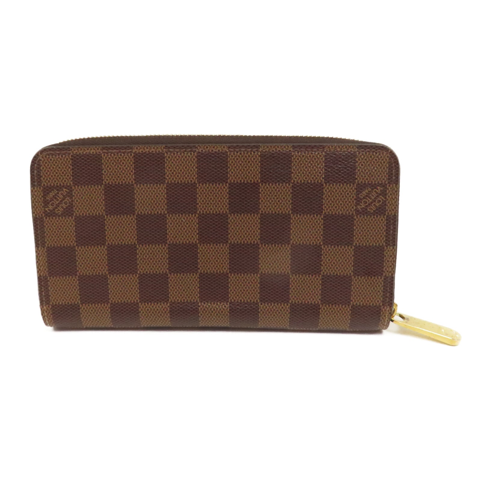 LOUIS VUITTON Damier Zipper Wallet金扣長錢包啡色