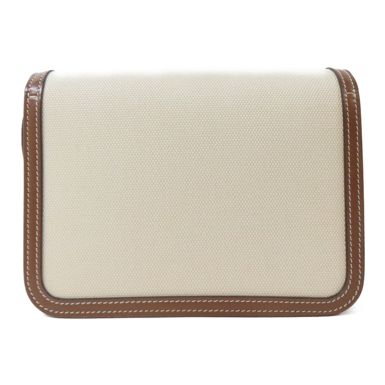 BURBERRY 帆布/牛皮皮革Shoulder Bag金扣肩背袋米色/啡色