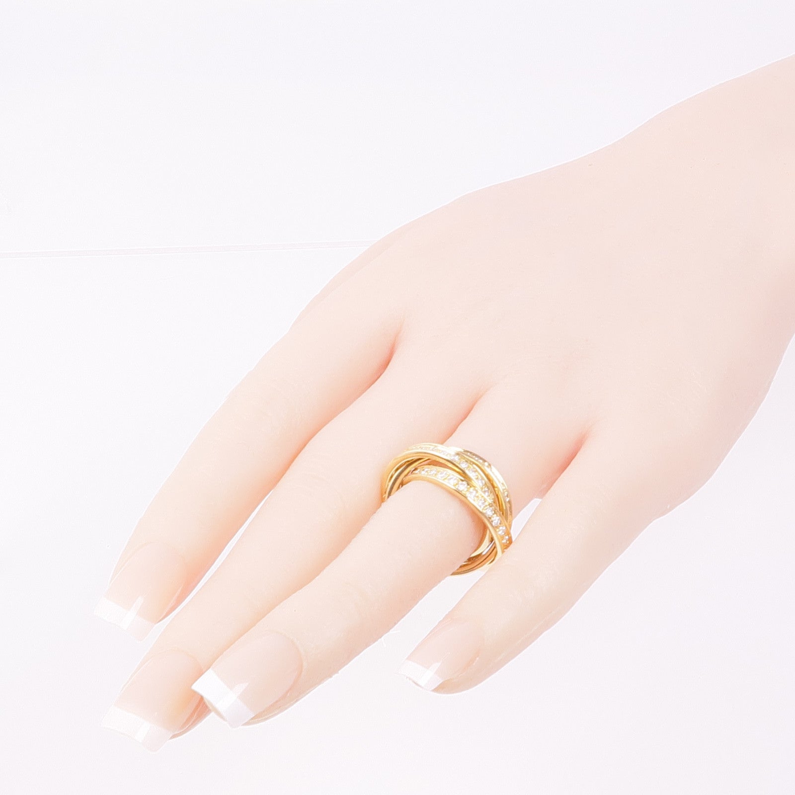 CARTIER 【激減優惠】18K黃金Trinity Ring 3 Diamond鑽石戒指Cartier#53/US#6