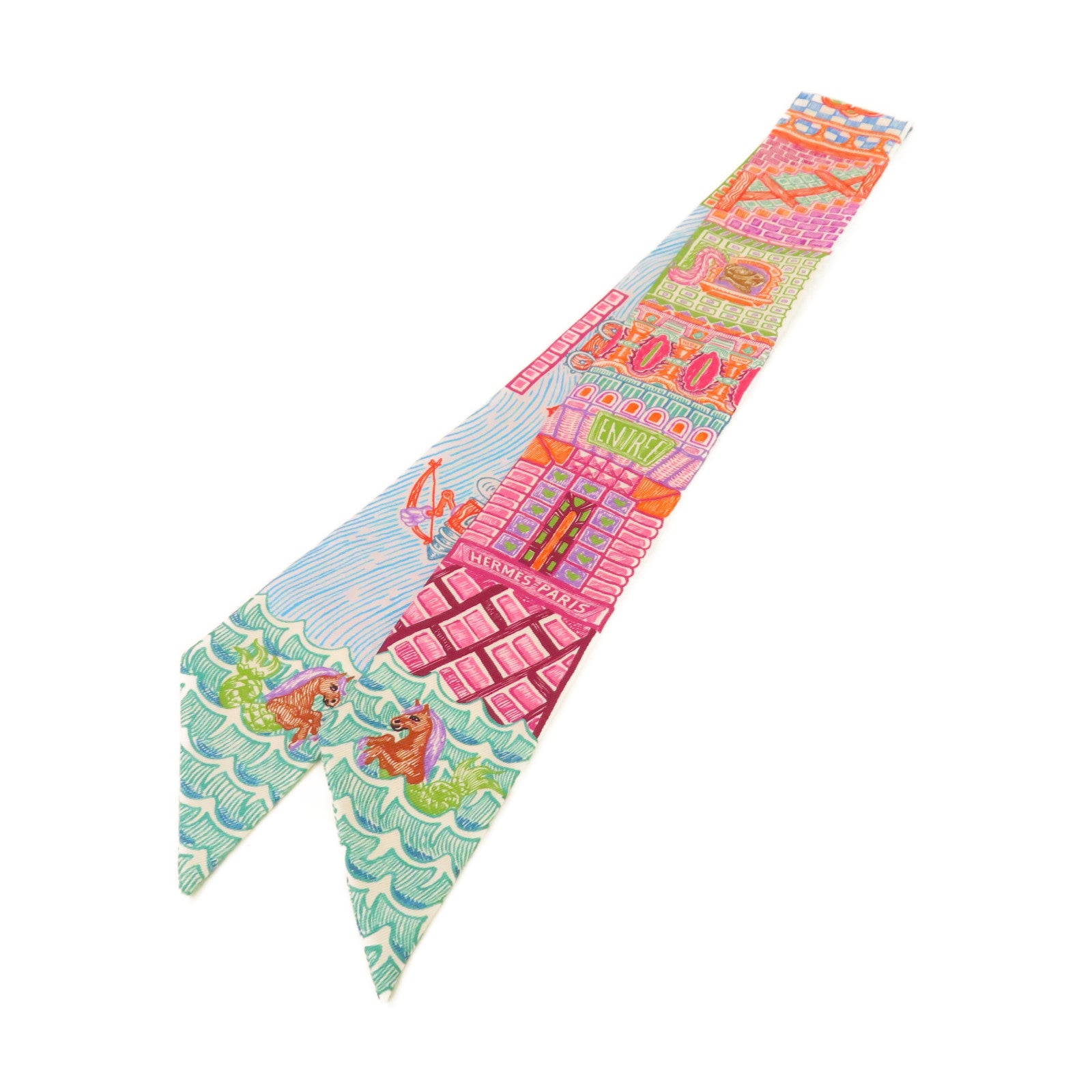HERMES 【激減優惠】絲質Twilly絲巾藍色/紫色/彩色