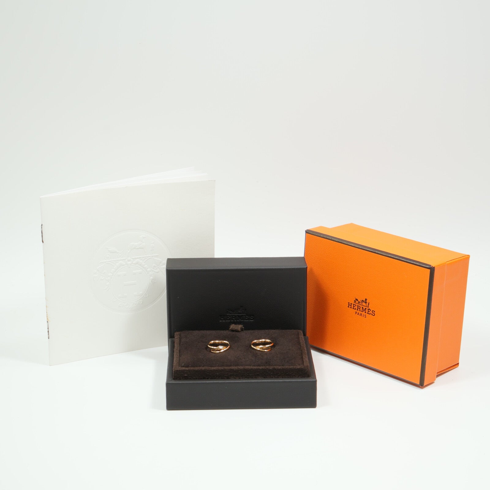 HERMES 18K玫瑰金Vertige Coeur Earrings Very Small鑽石耳環