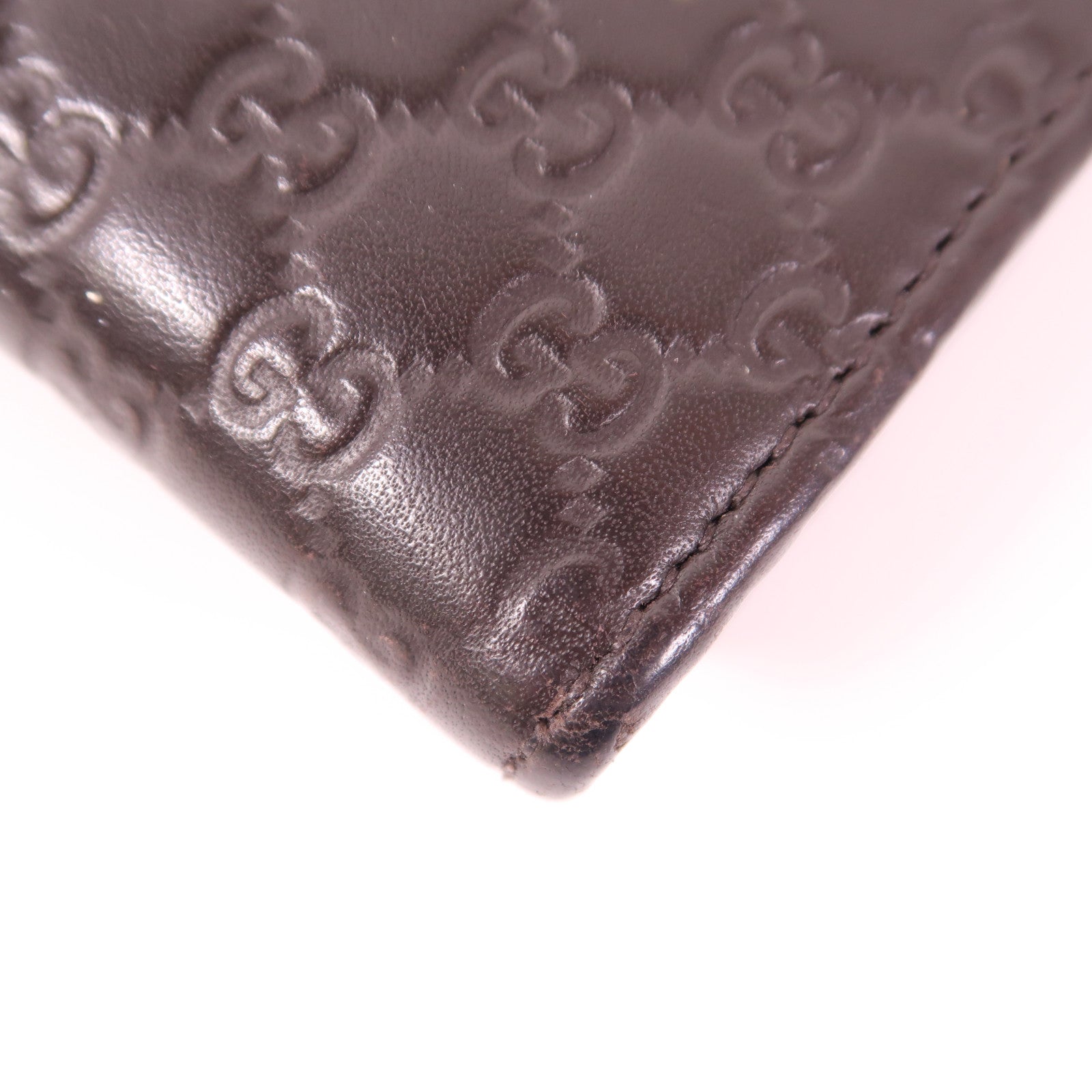 GUCCI GHW Long Wallet Calfskin Leather Brown